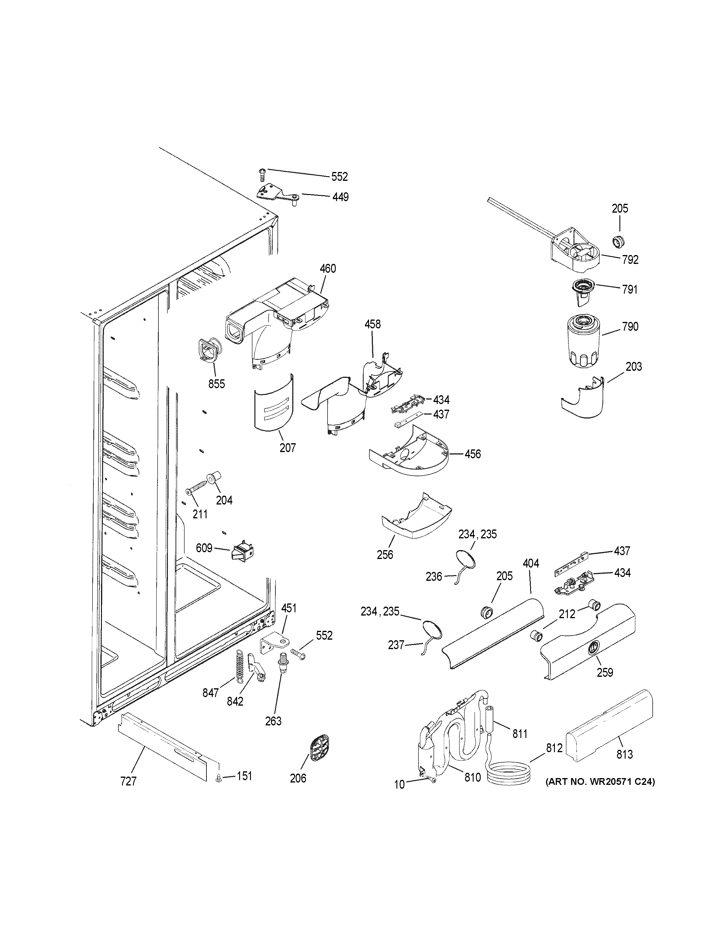 GE GSE25HEMJHDS fresh food section diagram