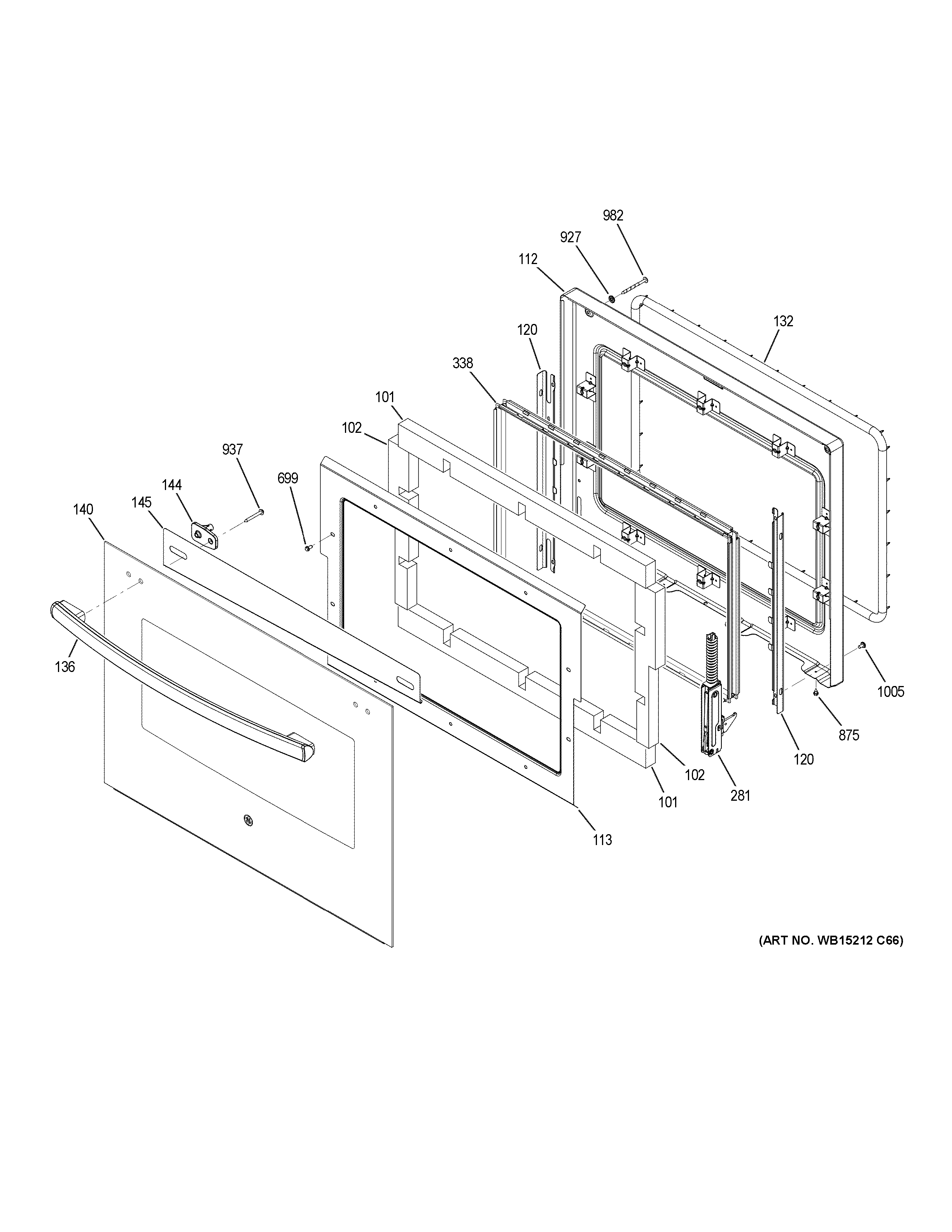 GE PCT7050DF6BB door diagram