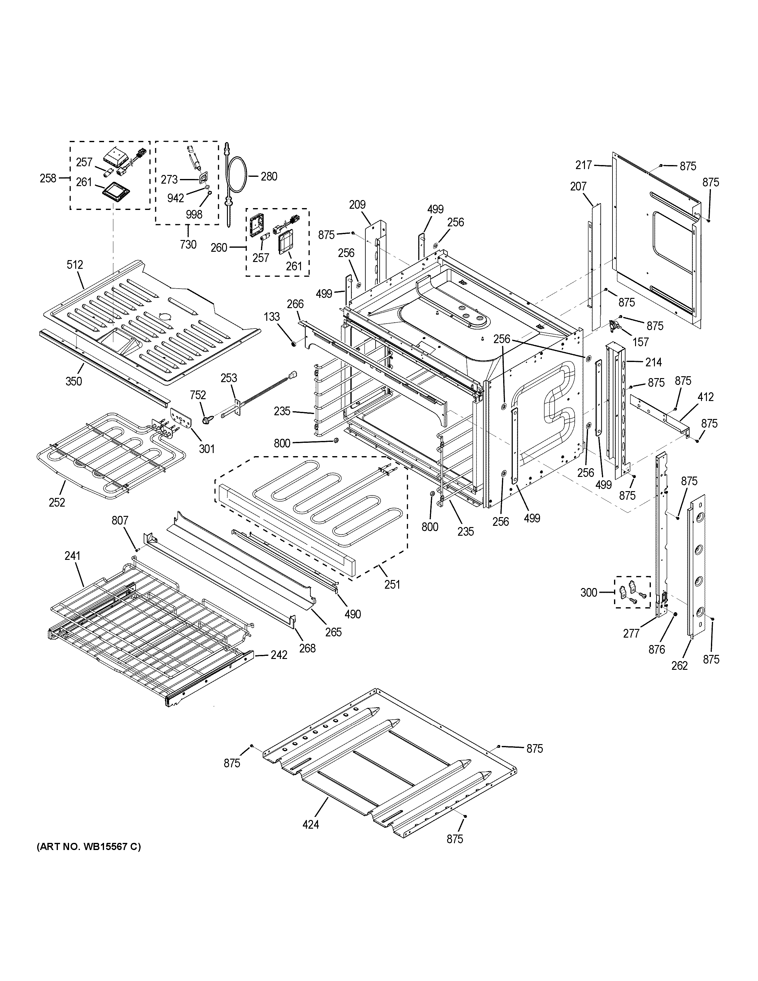 GE PCT7050SF8SS body parts diagram