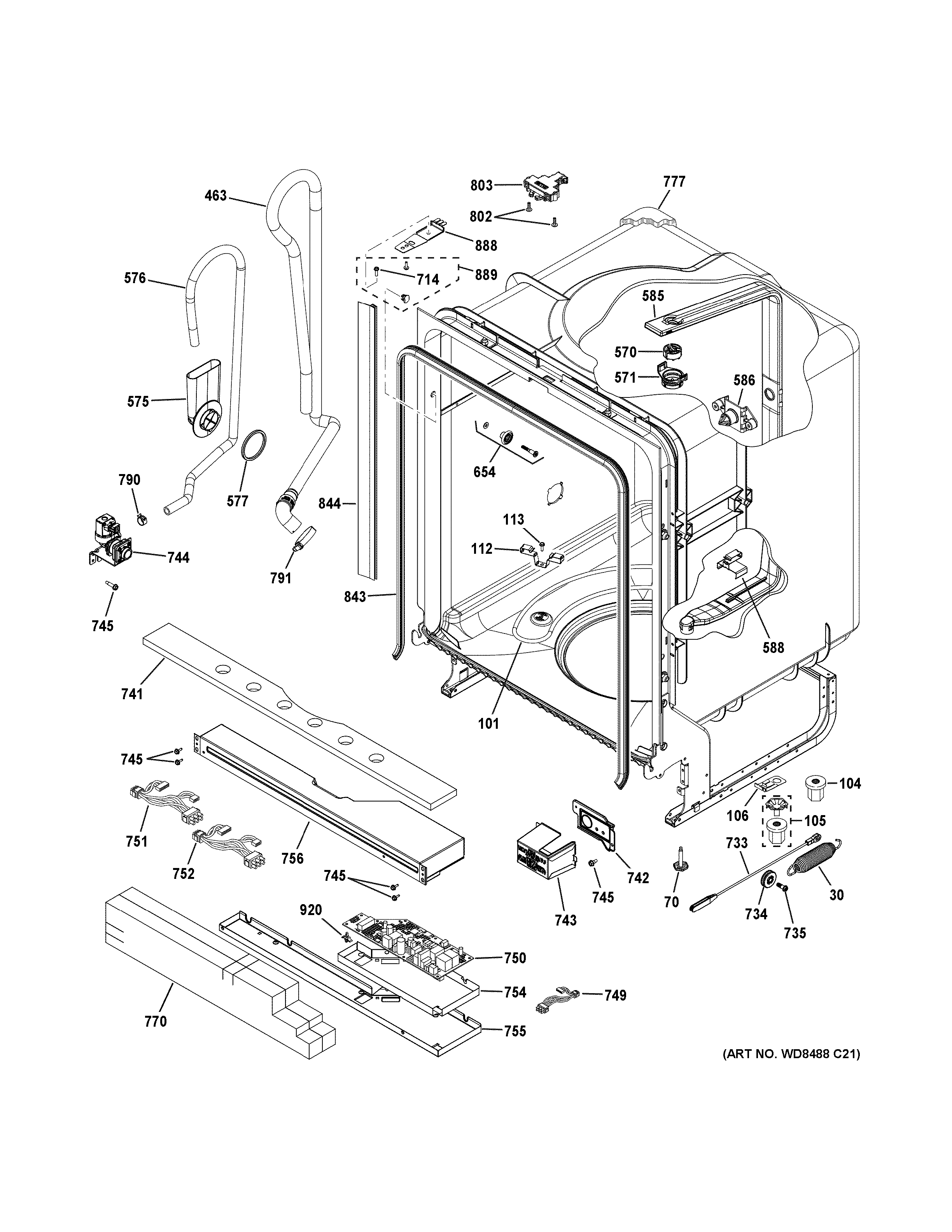 GE GDT635HSJ2SS body parts diagram