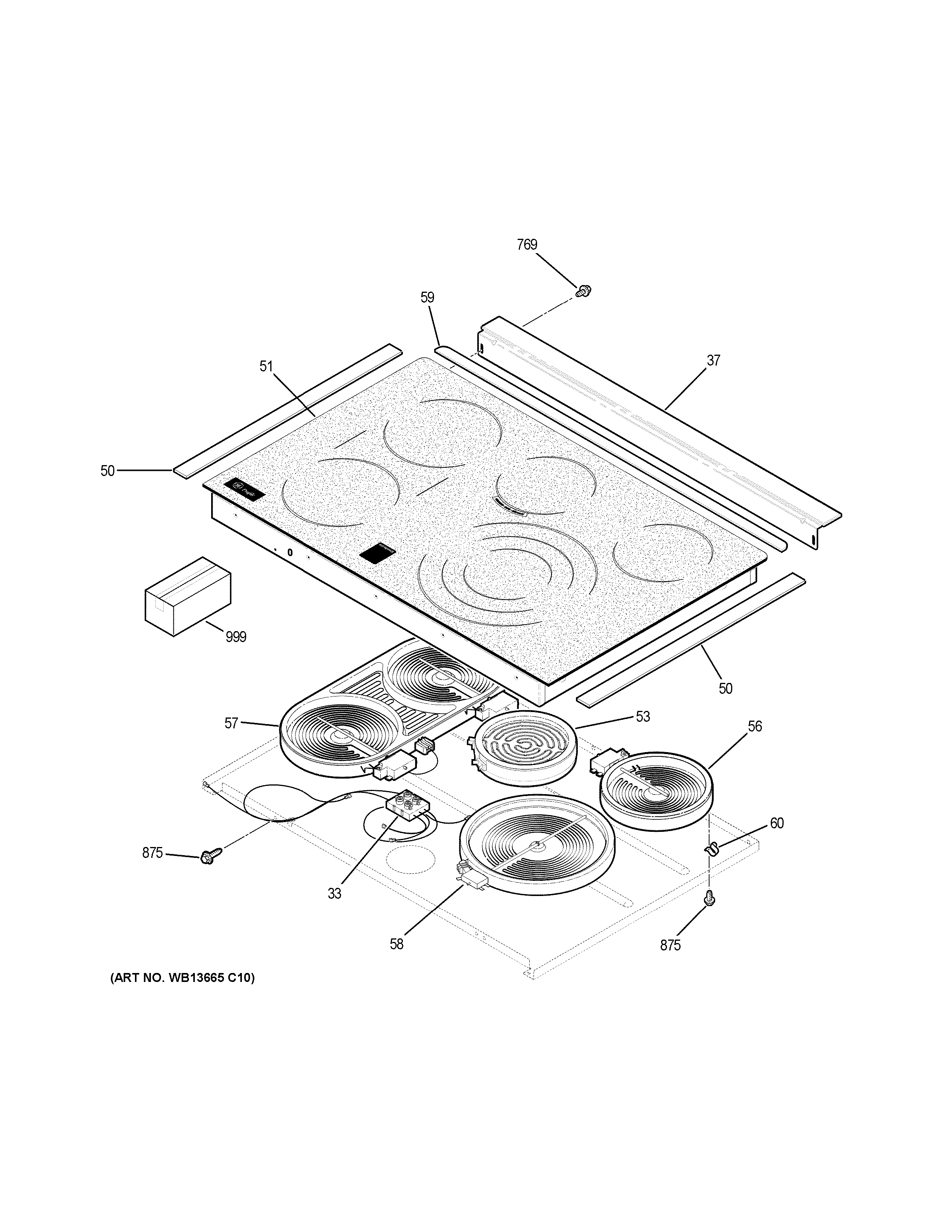 GE JSP46SN1SS cooktop diagram