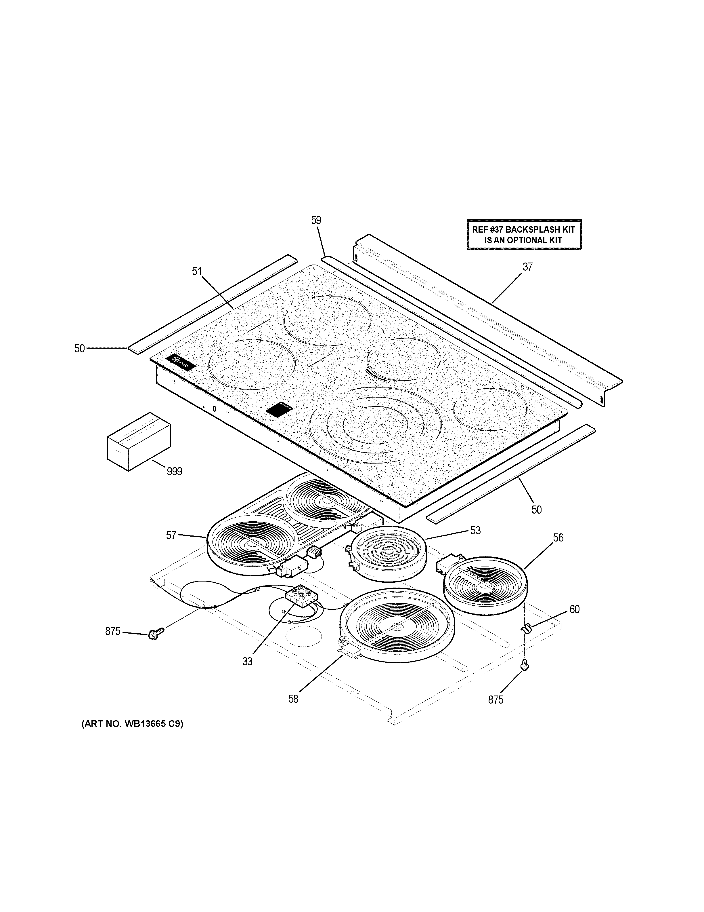 GE JSP46SP2SS cooktop diagram