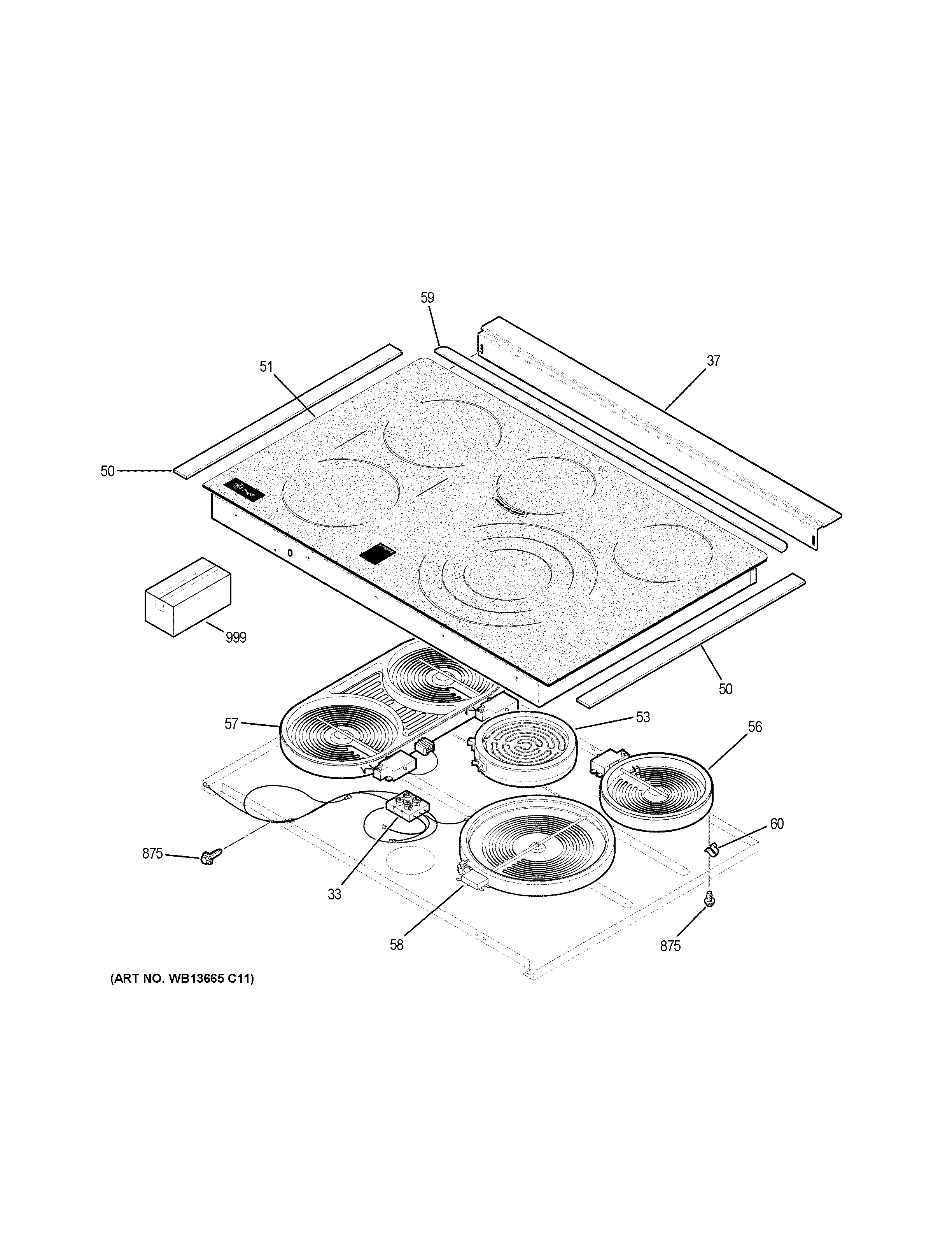 GE JSP46SP1SS cooktop diagram