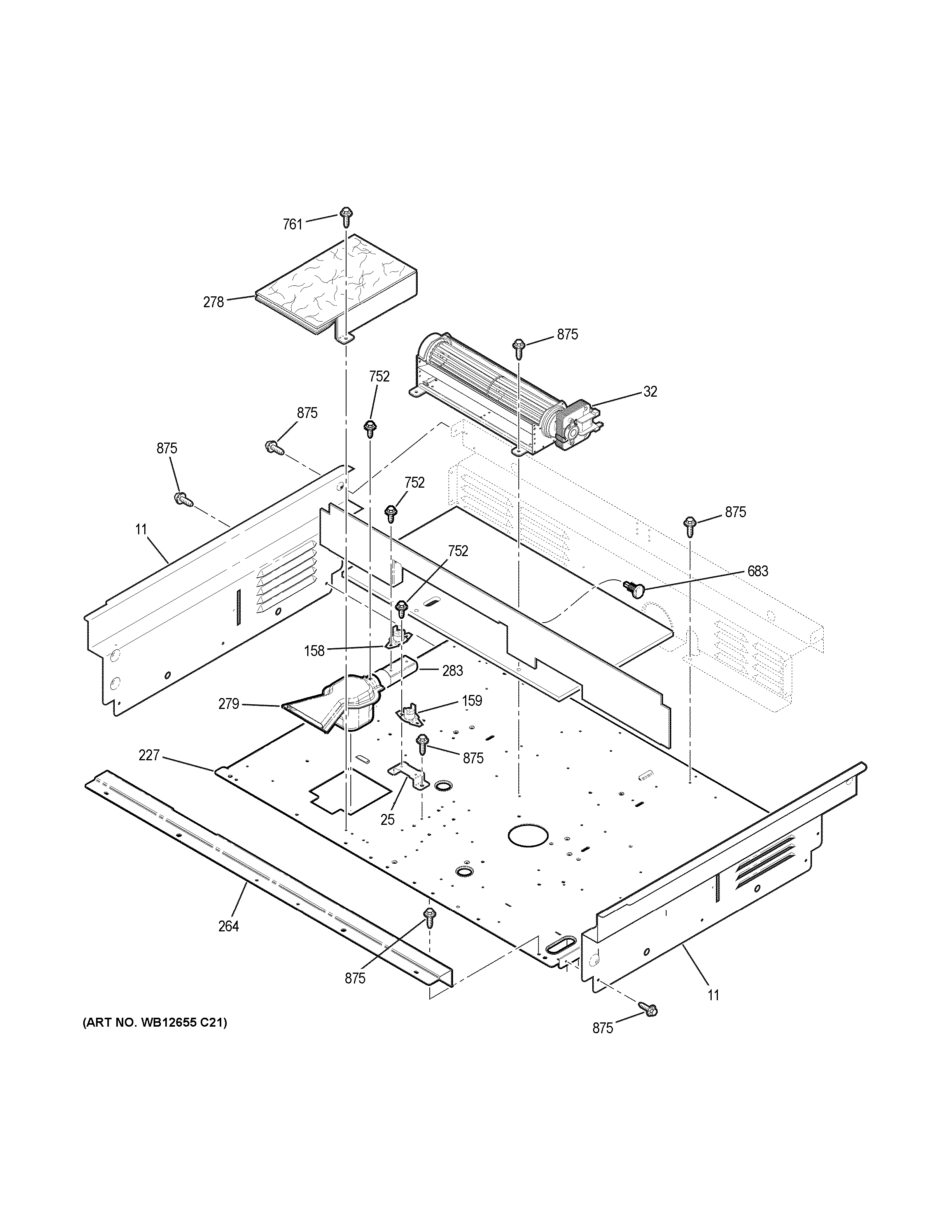 GE JSP46SP1SS cooling fan diagram