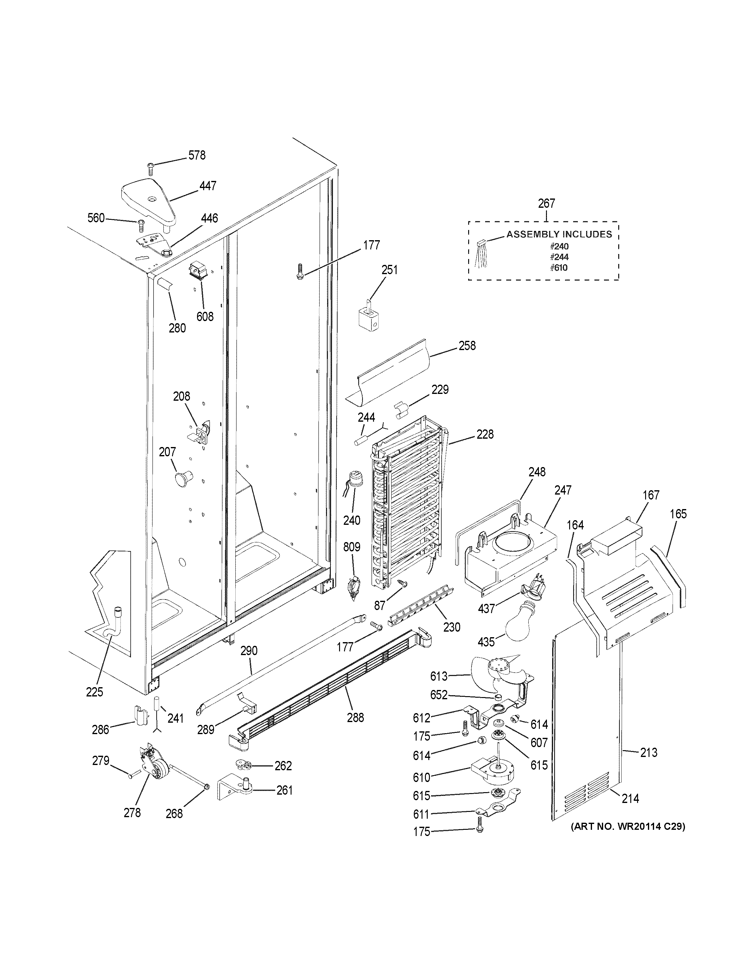 GE GSH22JGDBCC freezer section diagram