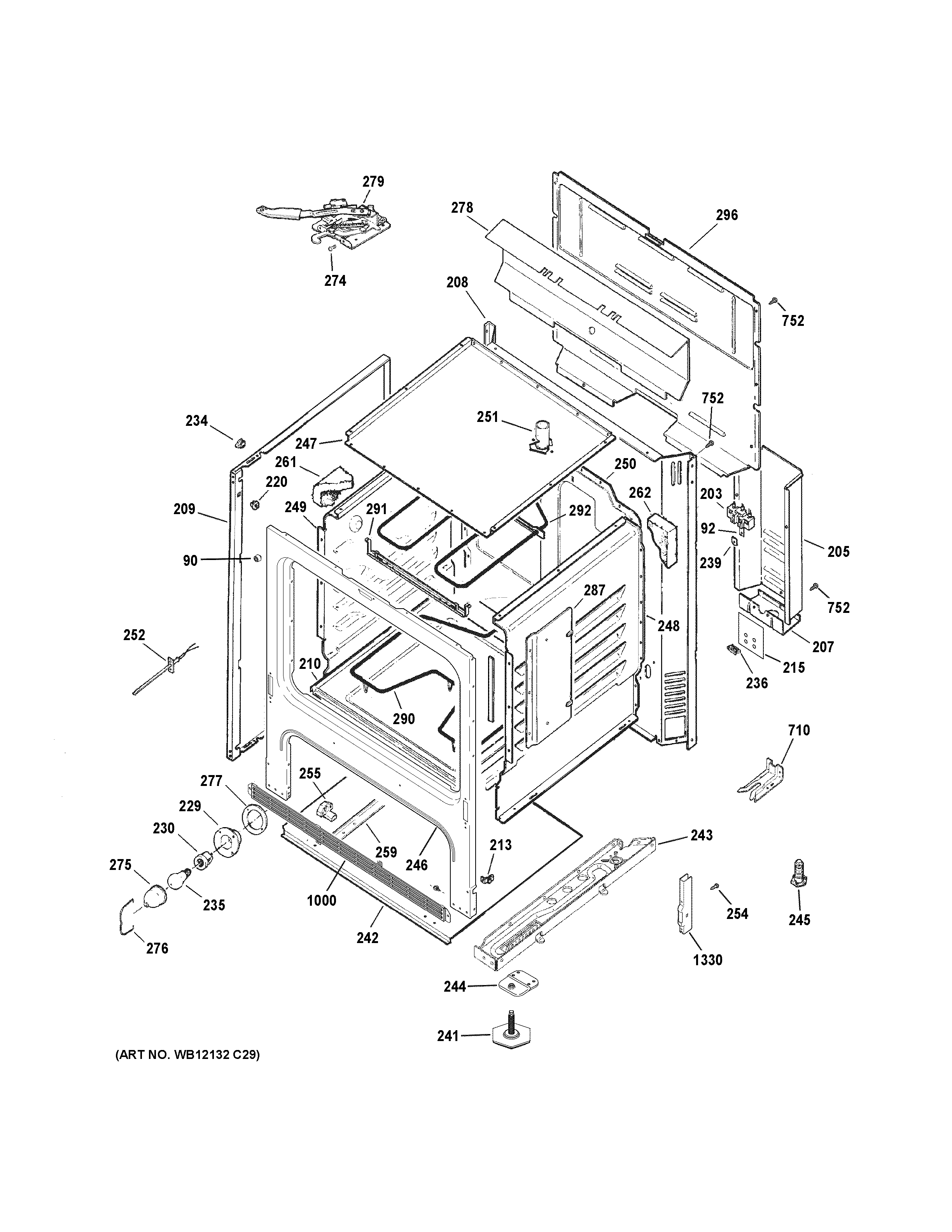 GE JB255RK3SS body parts diagram