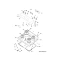 GE JB255RK4SS control panel & cooktop diagram
