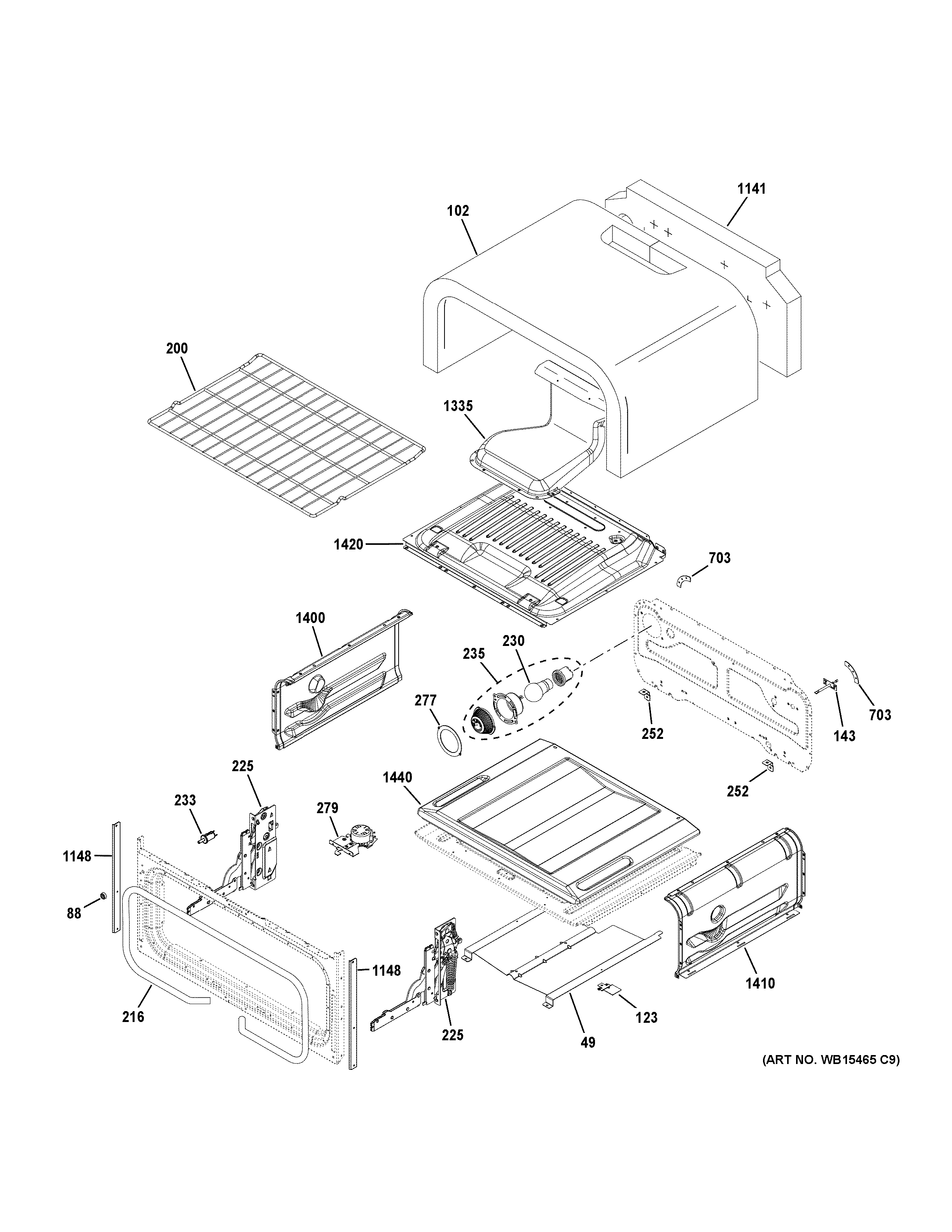 GE PGB960FEJ1DS upper oven diagram