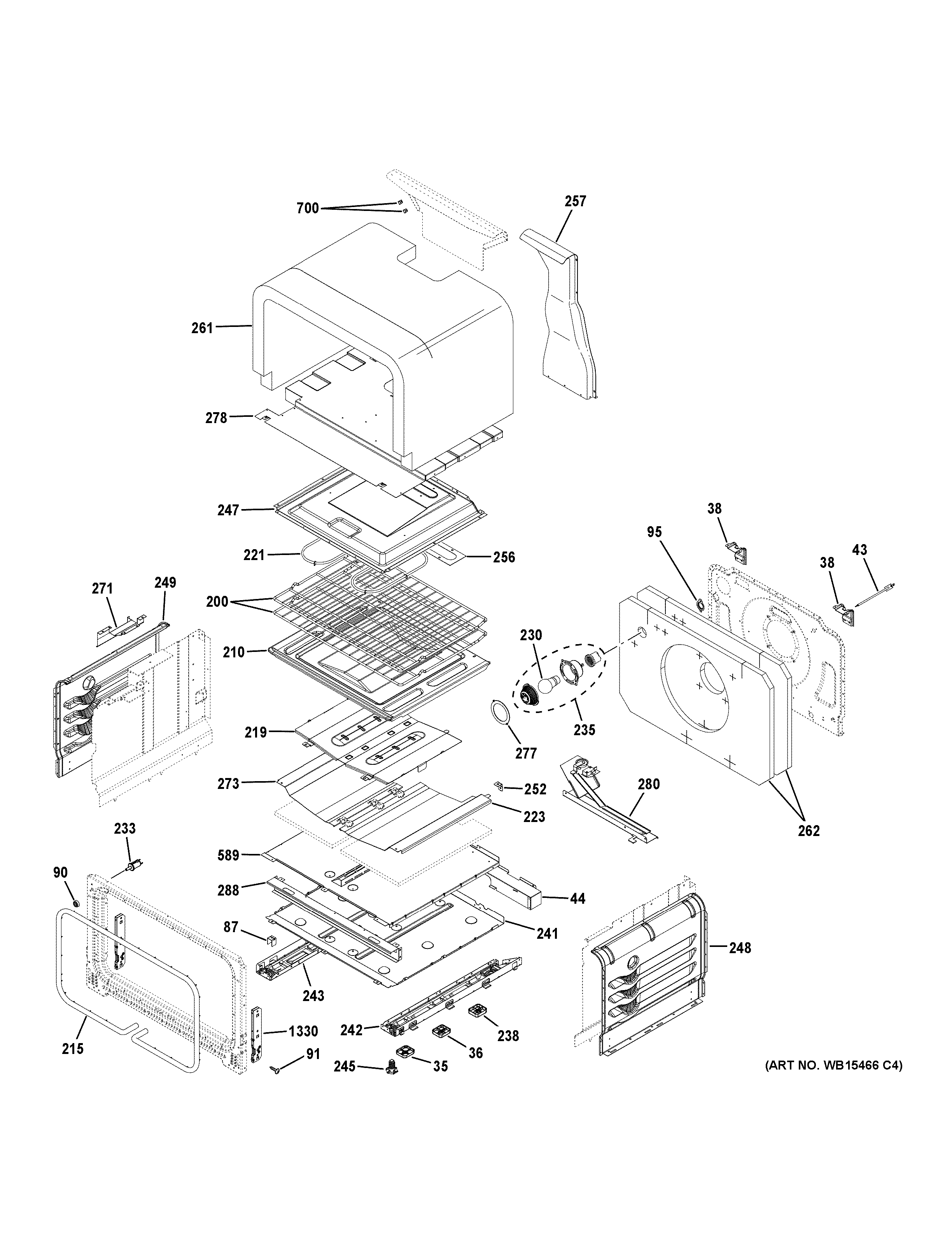 GE PGB960FEJ1DS lower oven diagram