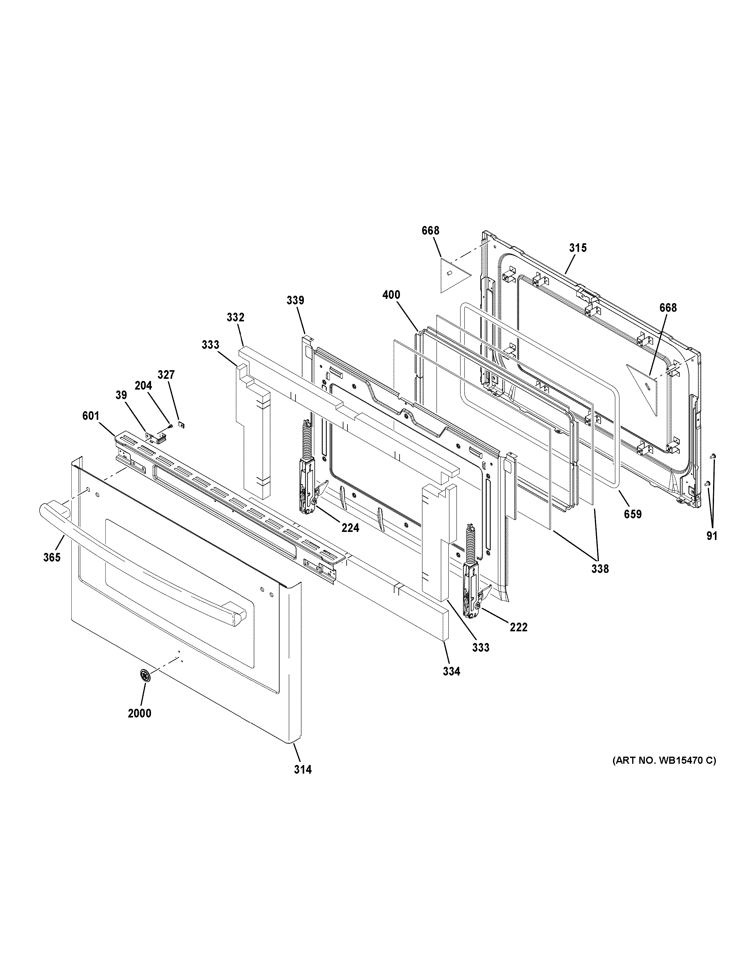 GE PGB960FEJ1DS lower door diagram