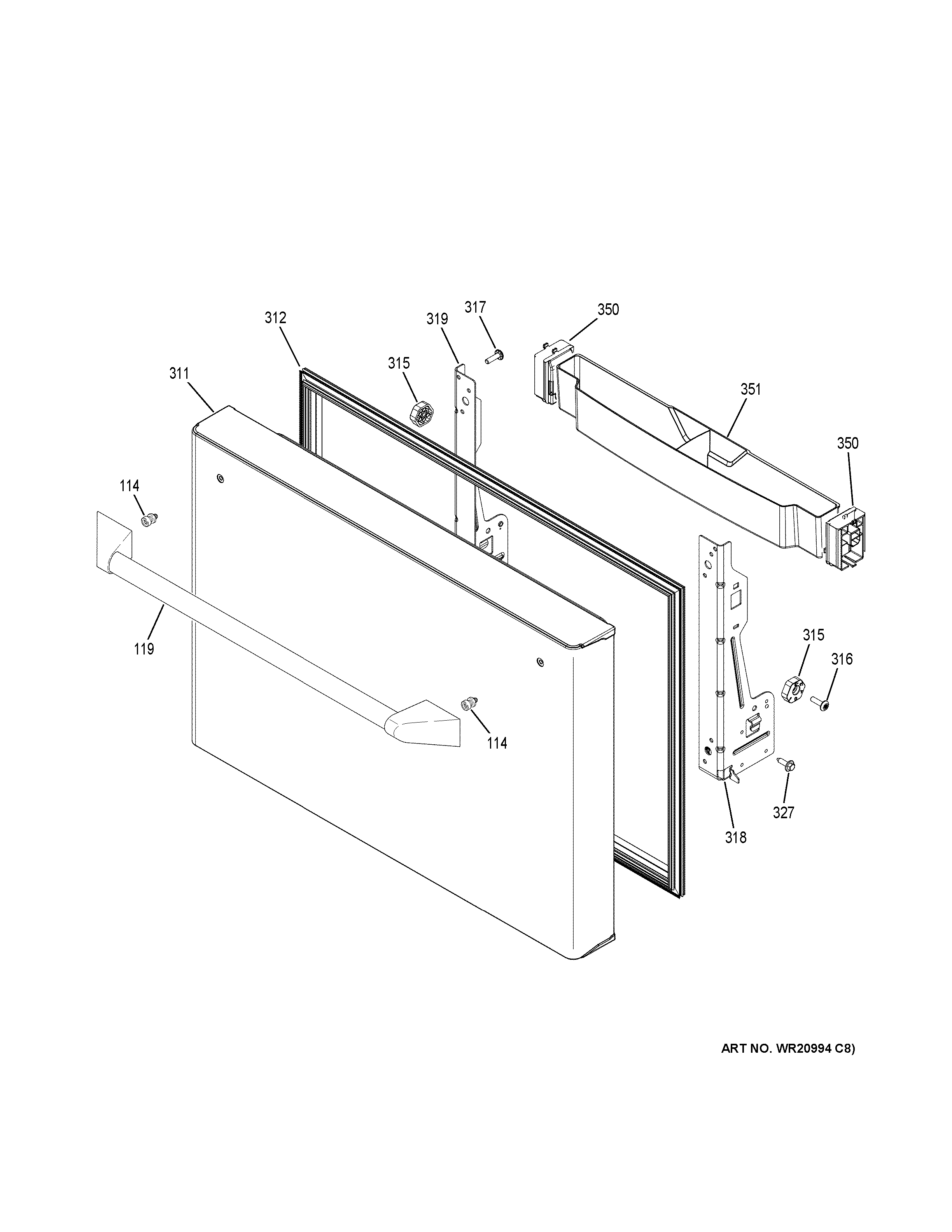 GE ZWE23PSHOSS freezer door diagram