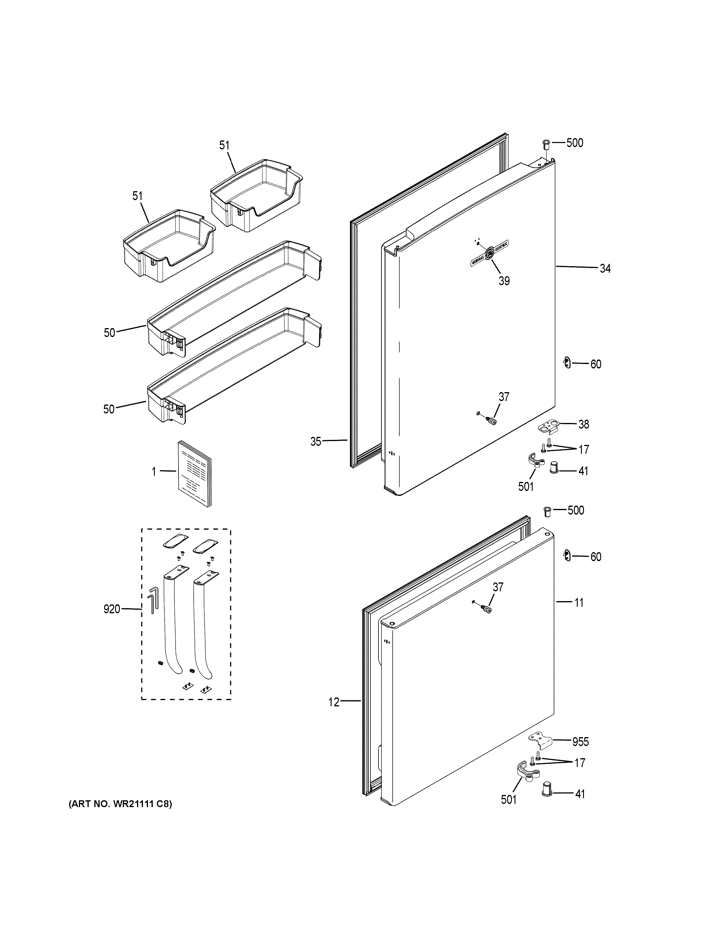 GE ABE21DGKARWS doors diagram