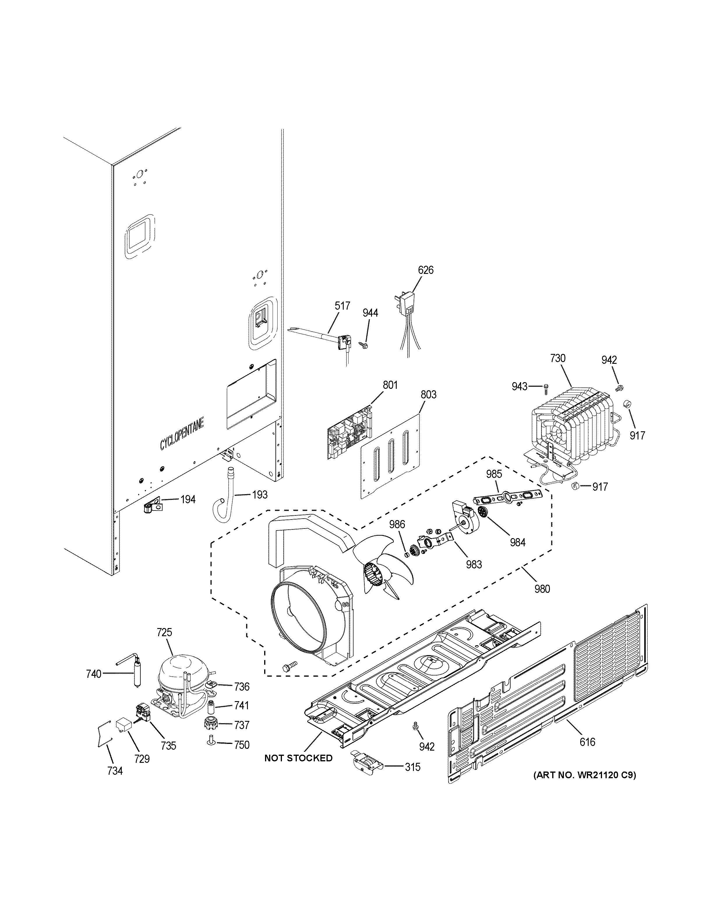 GE ABE21DGKARWS machine compartment diagram