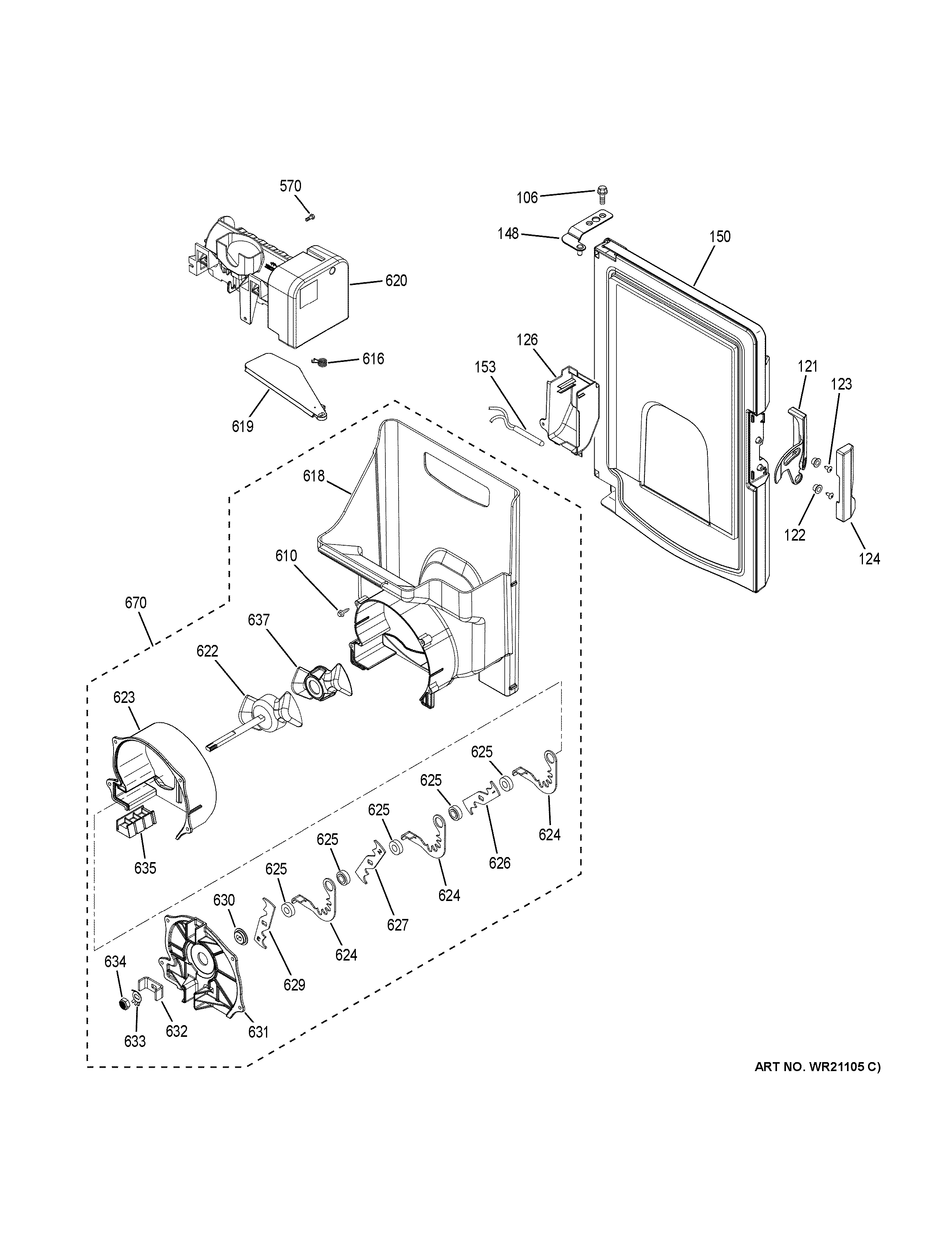 GE CFE28USHBSS ice maker & dispenser diagram