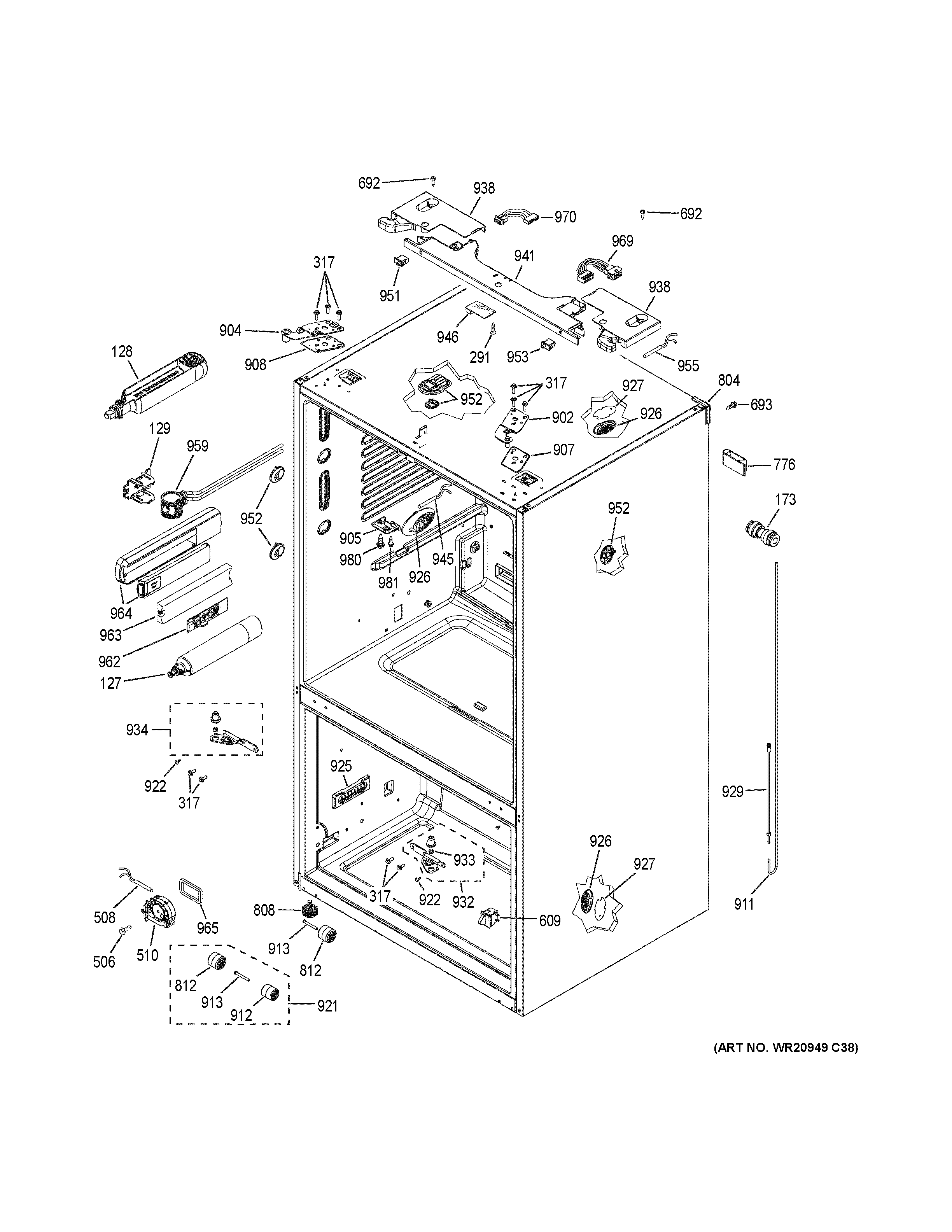 GE CFE28USHBSS case parts diagram
