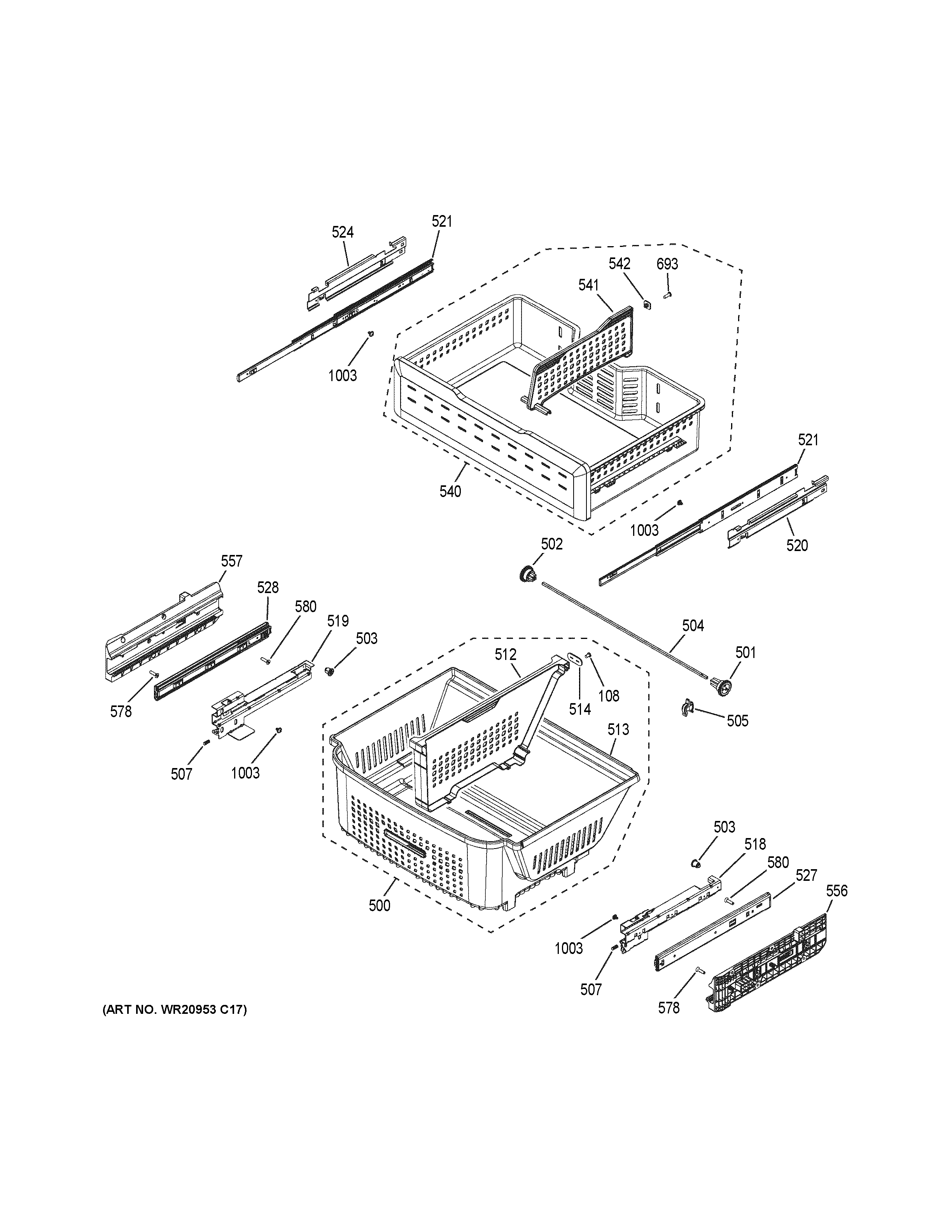 GE CYE22USHCSS freezer shelves diagram
