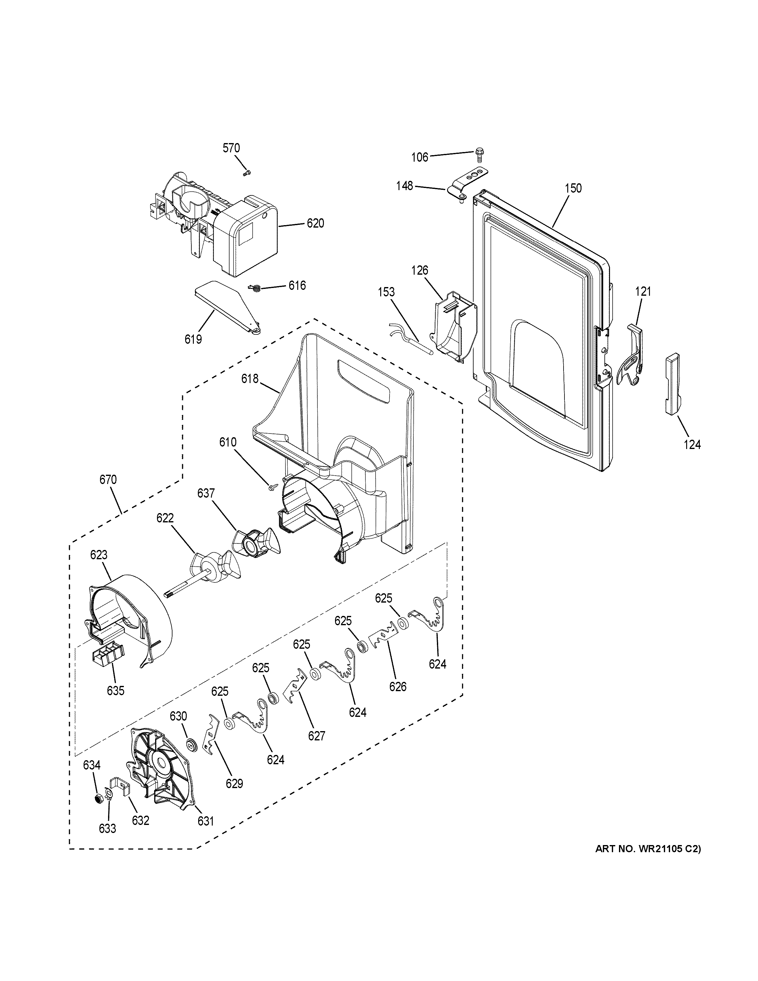 GE CYE22USHCSS ice maker & dispenser diagram