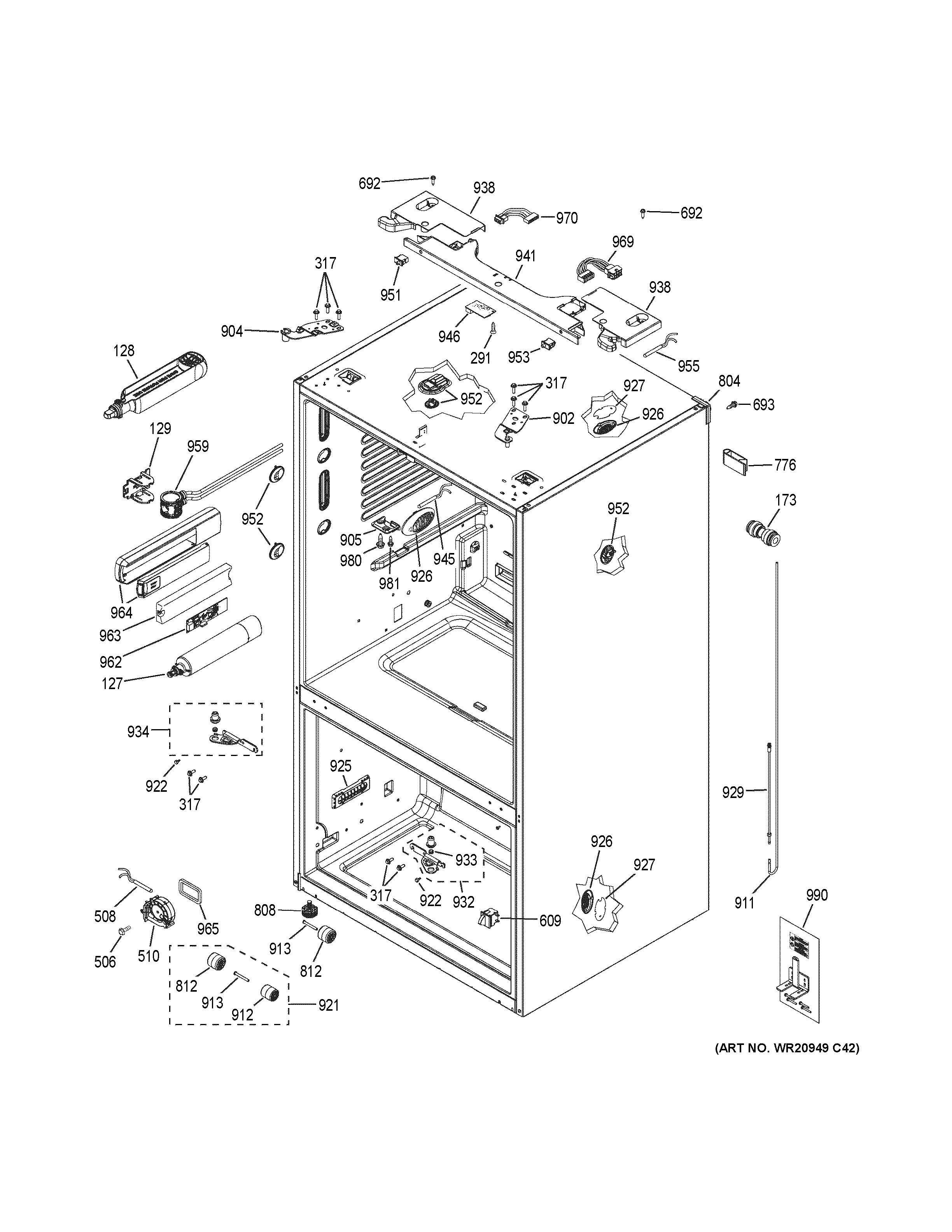 GE CYE22USHCSS case parts diagram