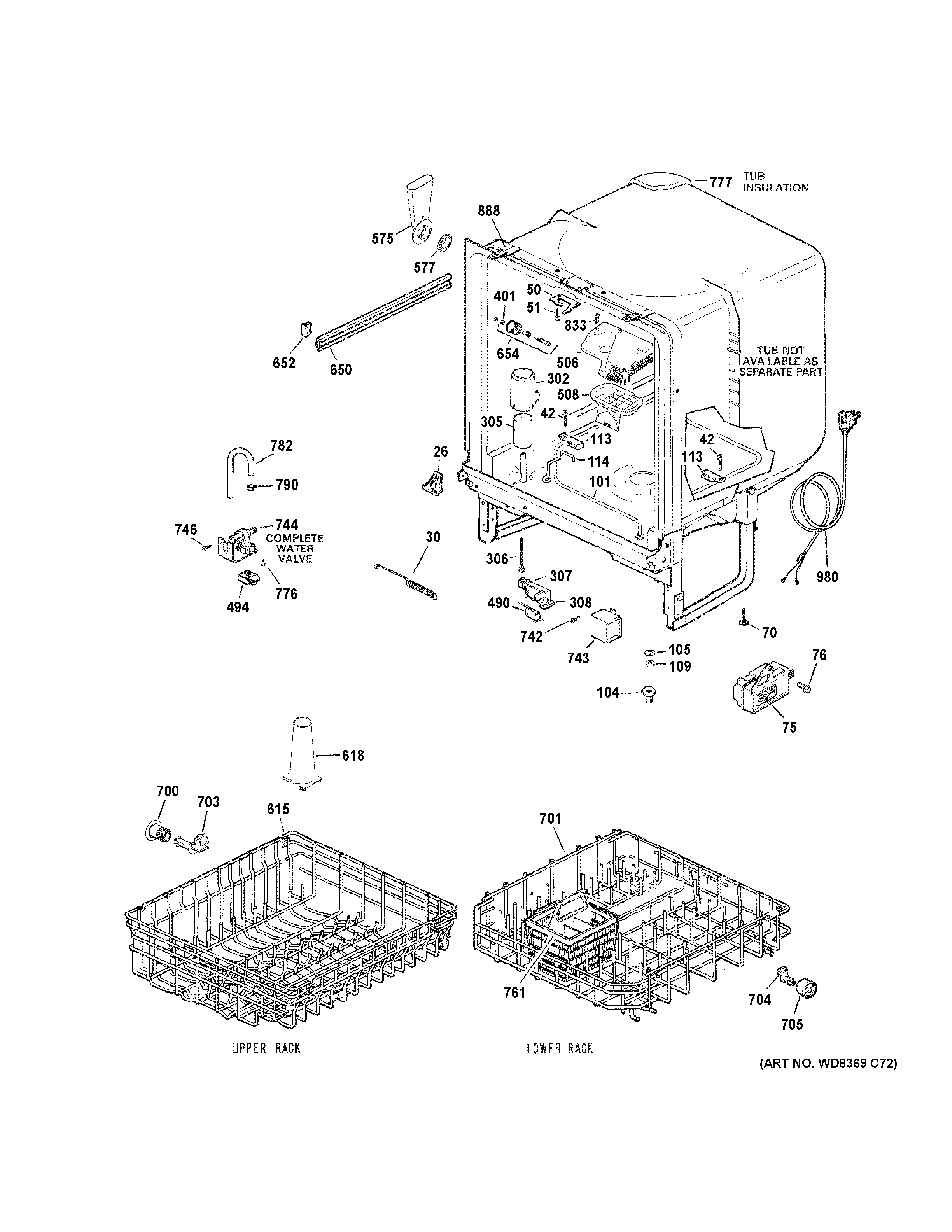 GE GSD3361K00SS body parts diagram