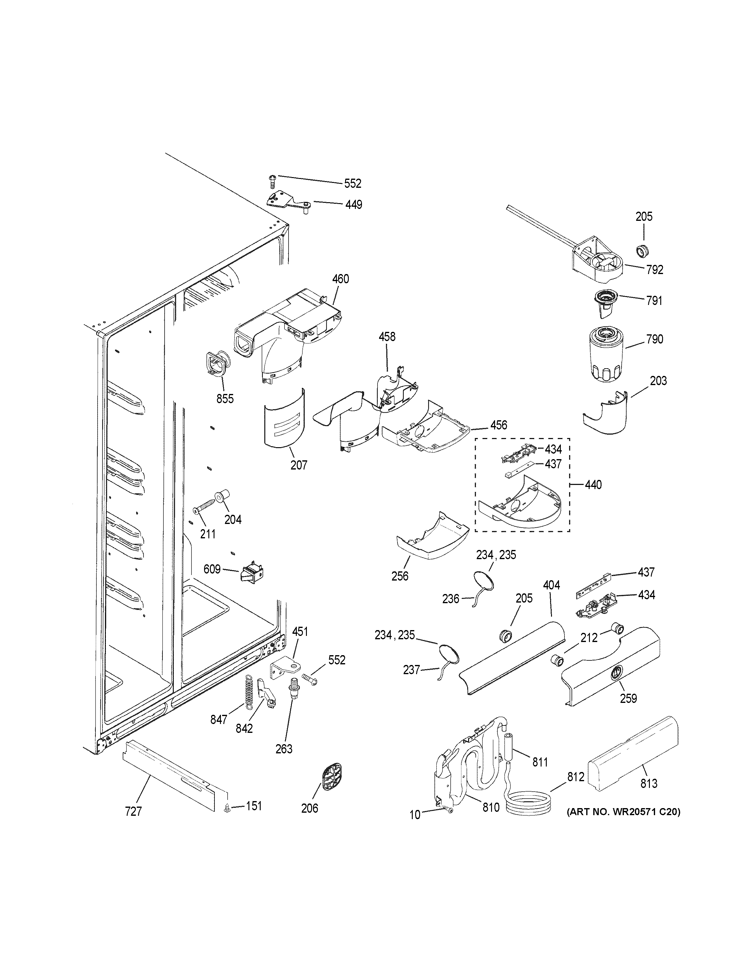 GE GSE25HGHJHWW fresh food section diagram