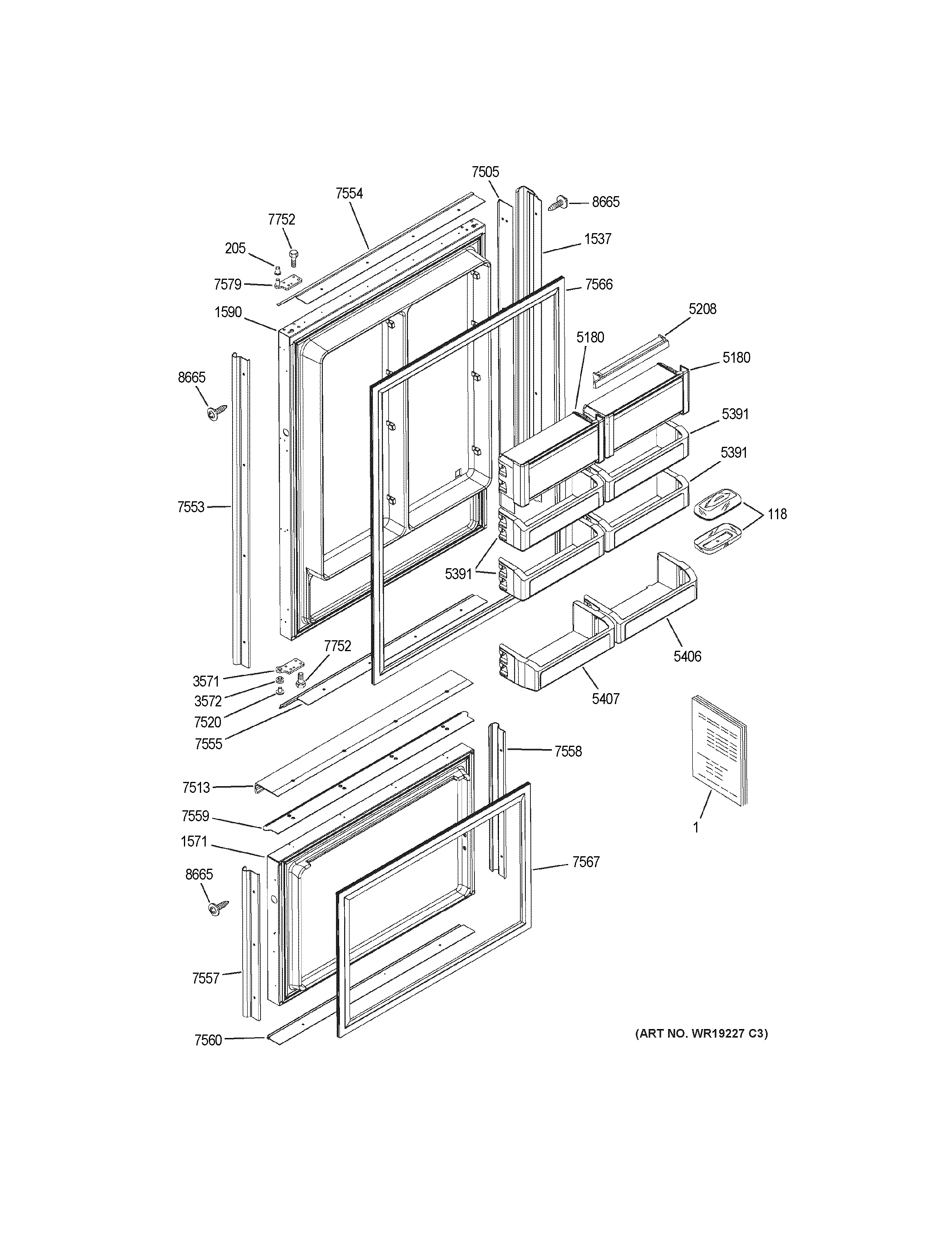 GE ZIC360NRJRH doors diagram