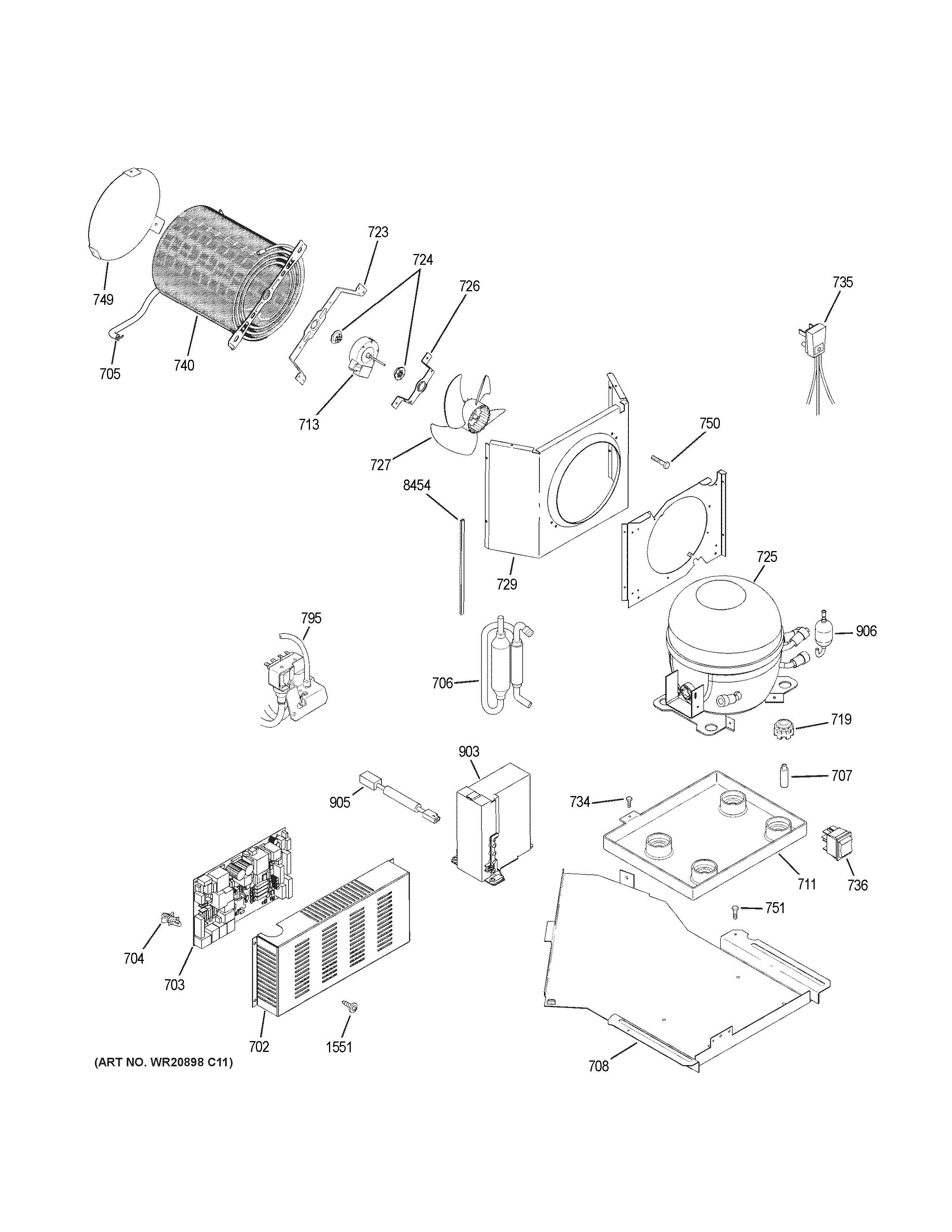 GE ZIC360NRJRH machine compartment diagram