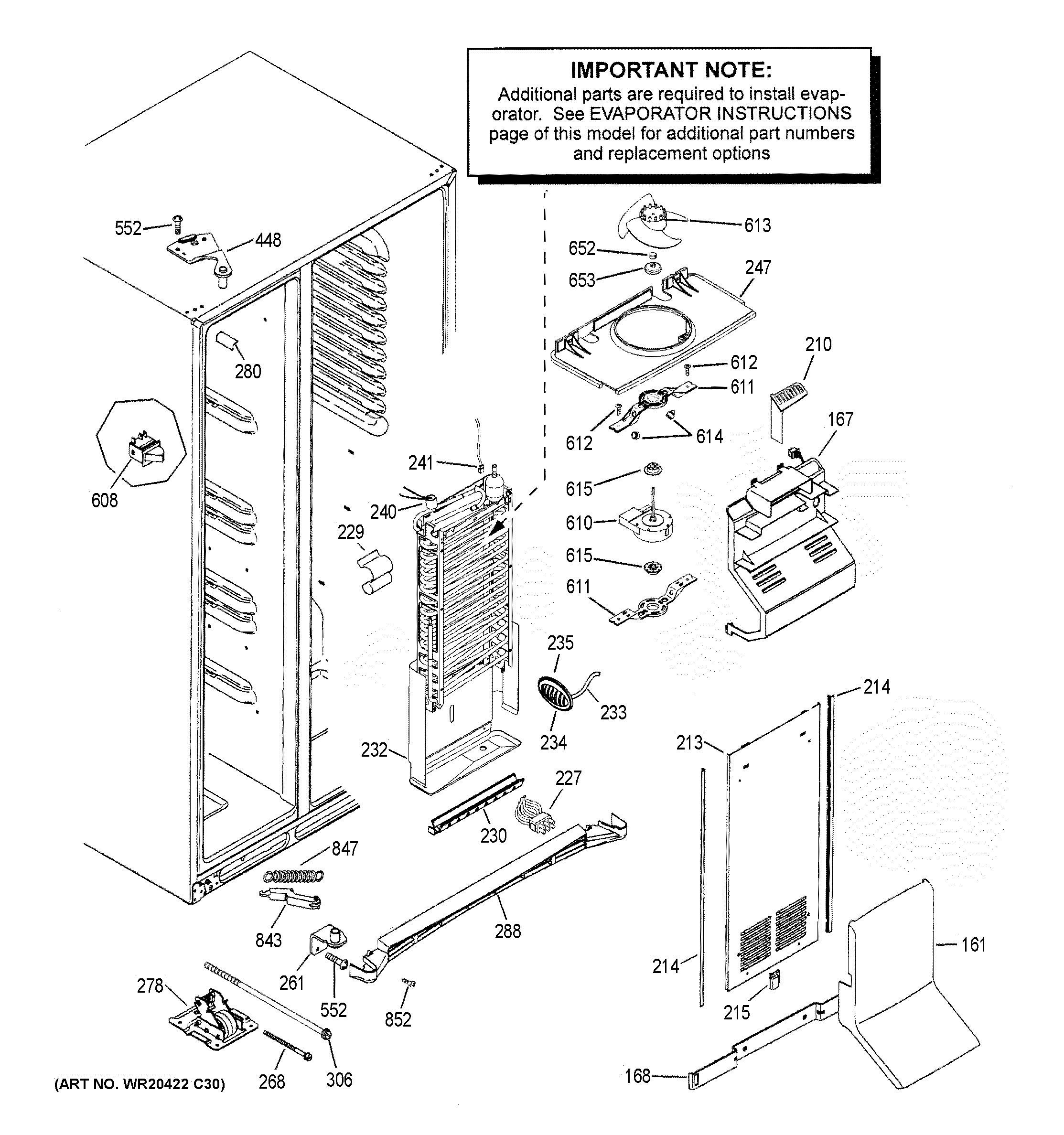 GE CZS25TSEBFSS freezer section diagram