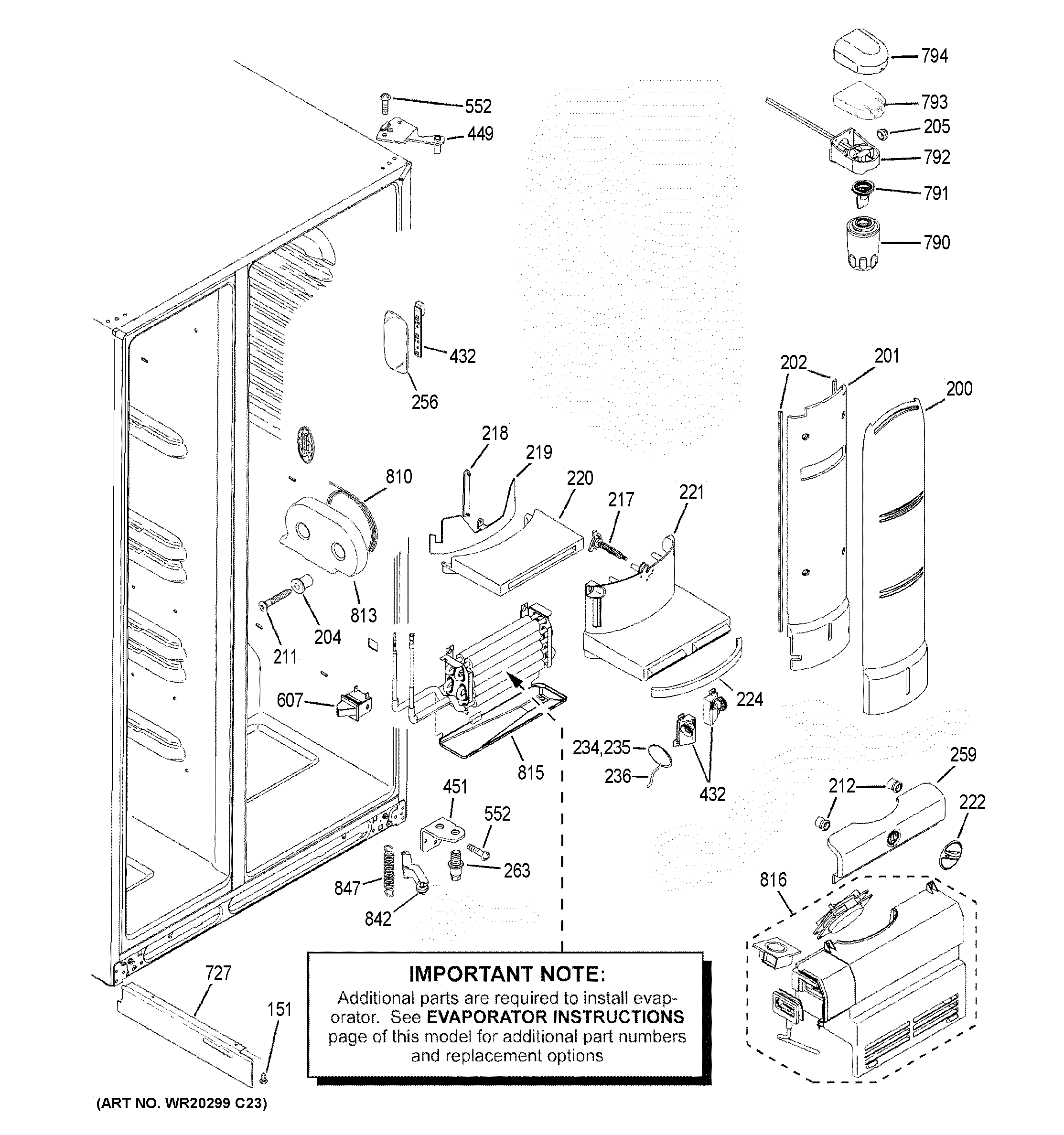 GE CZS25TSEBFSS fresh food section diagram
