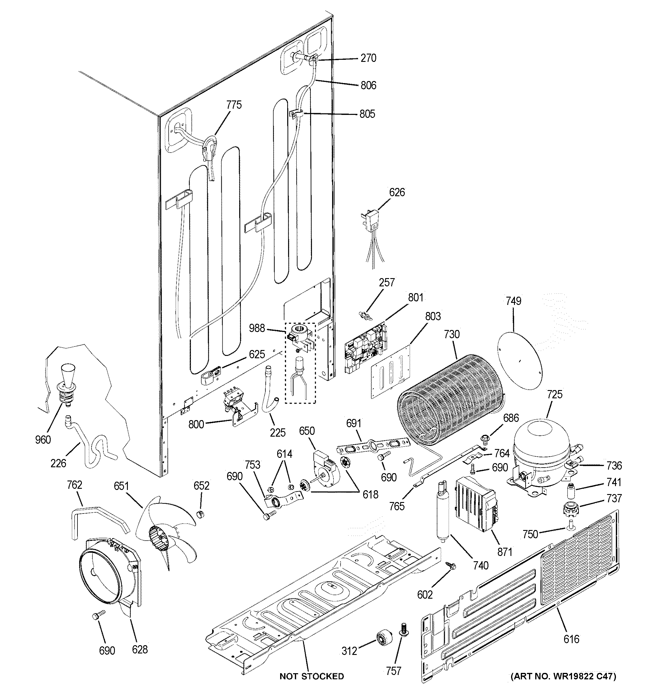 GE CZS25TSEBFSS machine compartment diagram