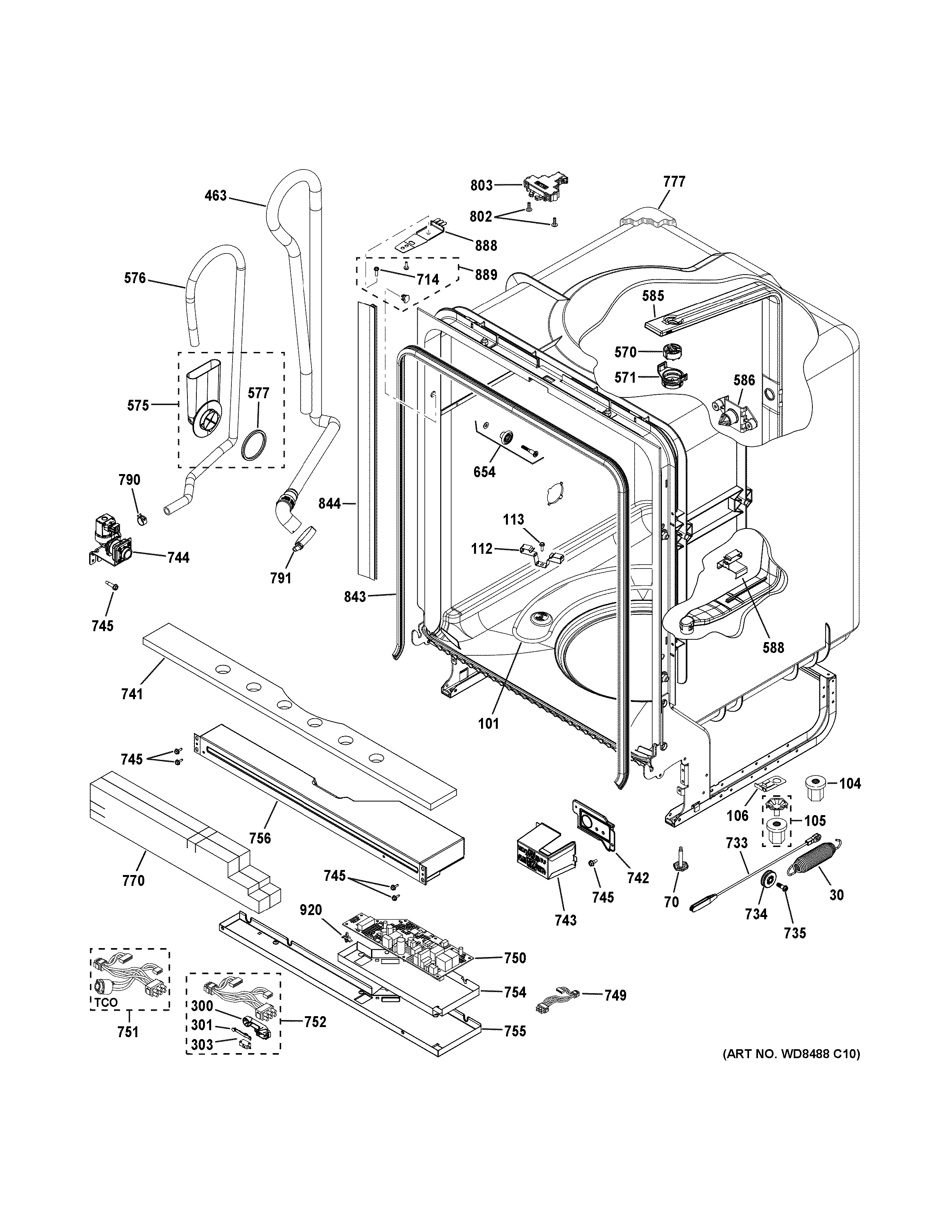GE GDT545PSJ5SS body parts diagram