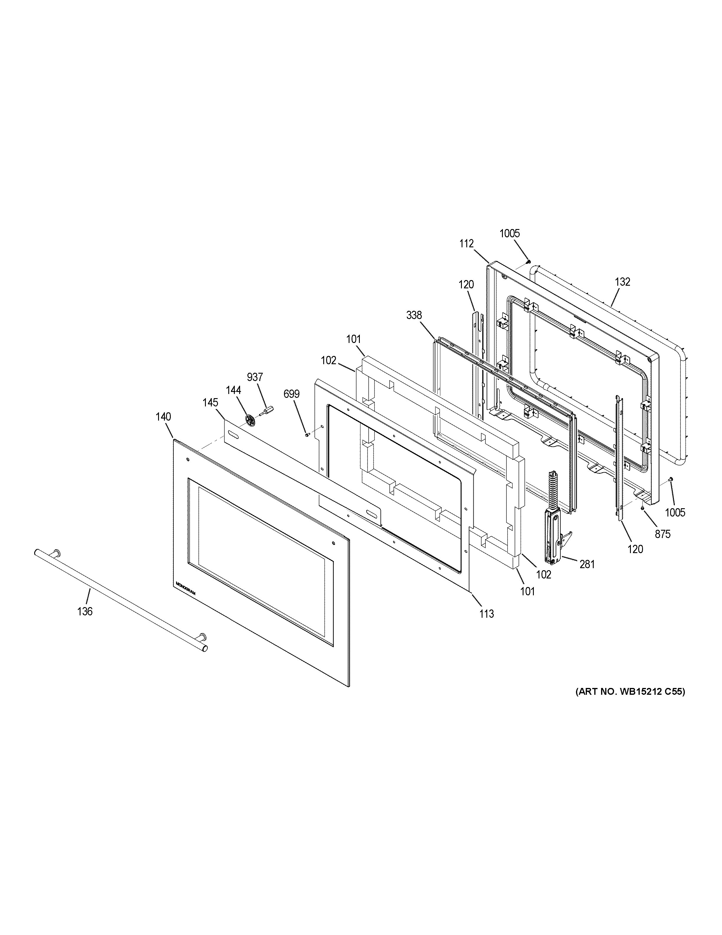GE ZET9050SH4SS door diagram