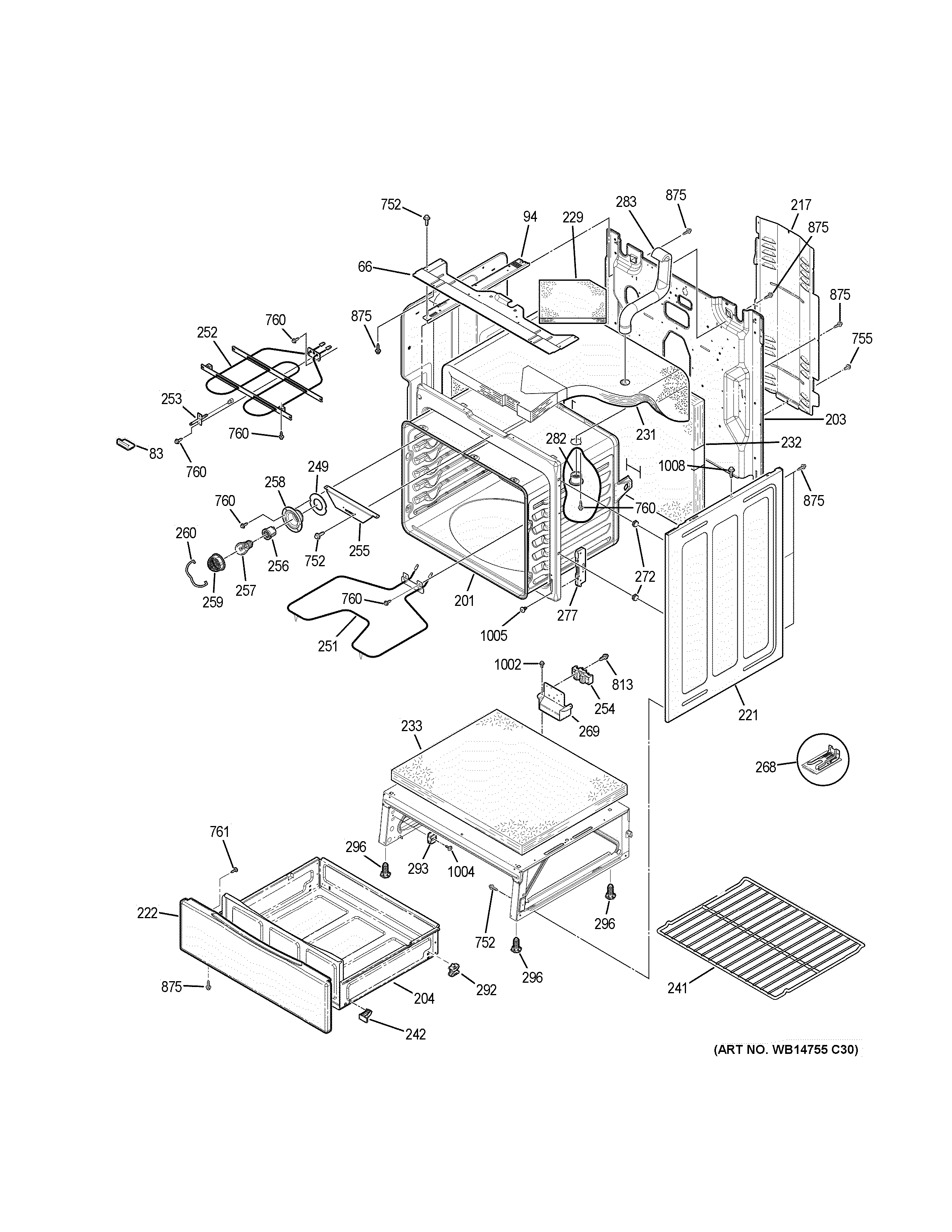 GE JB645EK4ES body parts diagram