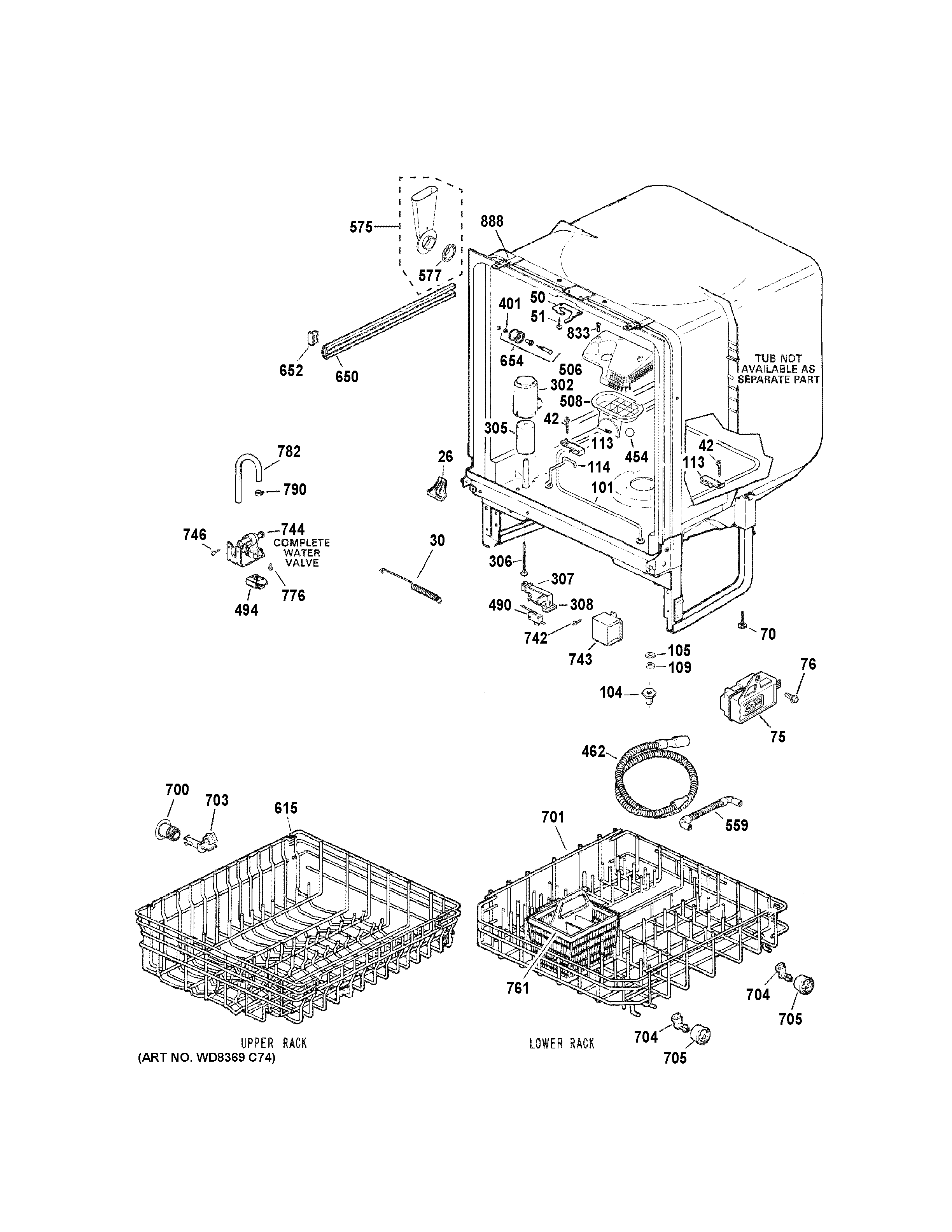 Hotpoint HDA2100H55CC body parts diagram