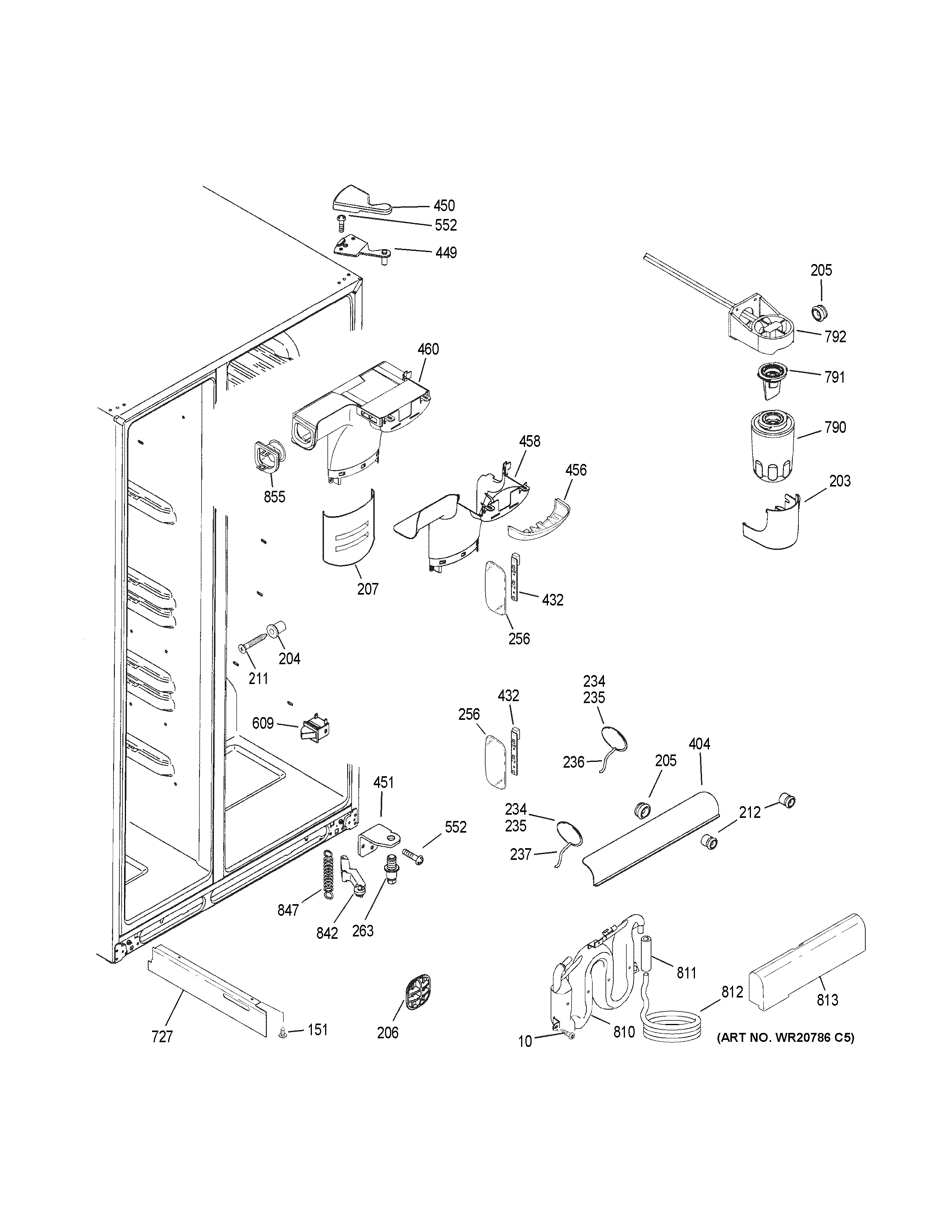 GE DSE25JGHECWW fresh food section diagram