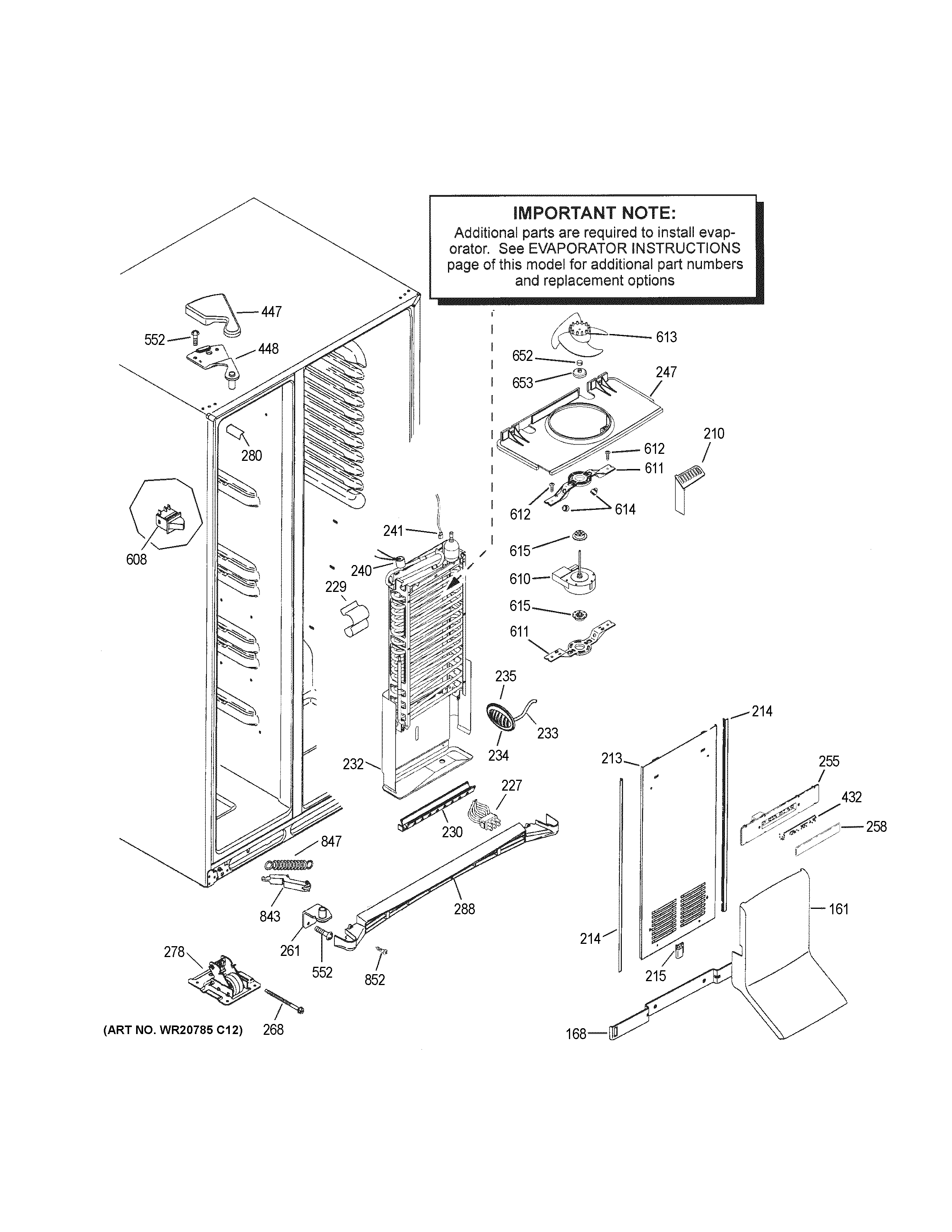 GE DSE25JSHECSS freezer section diagram