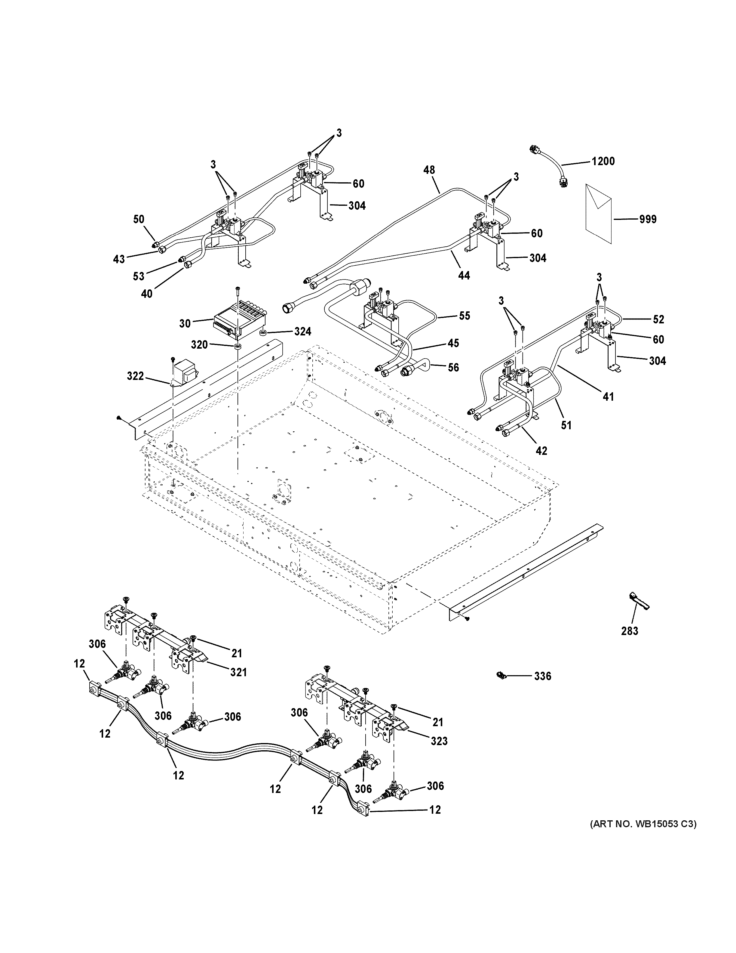 GE CGY366SEL1SS gas & burner parts diagram