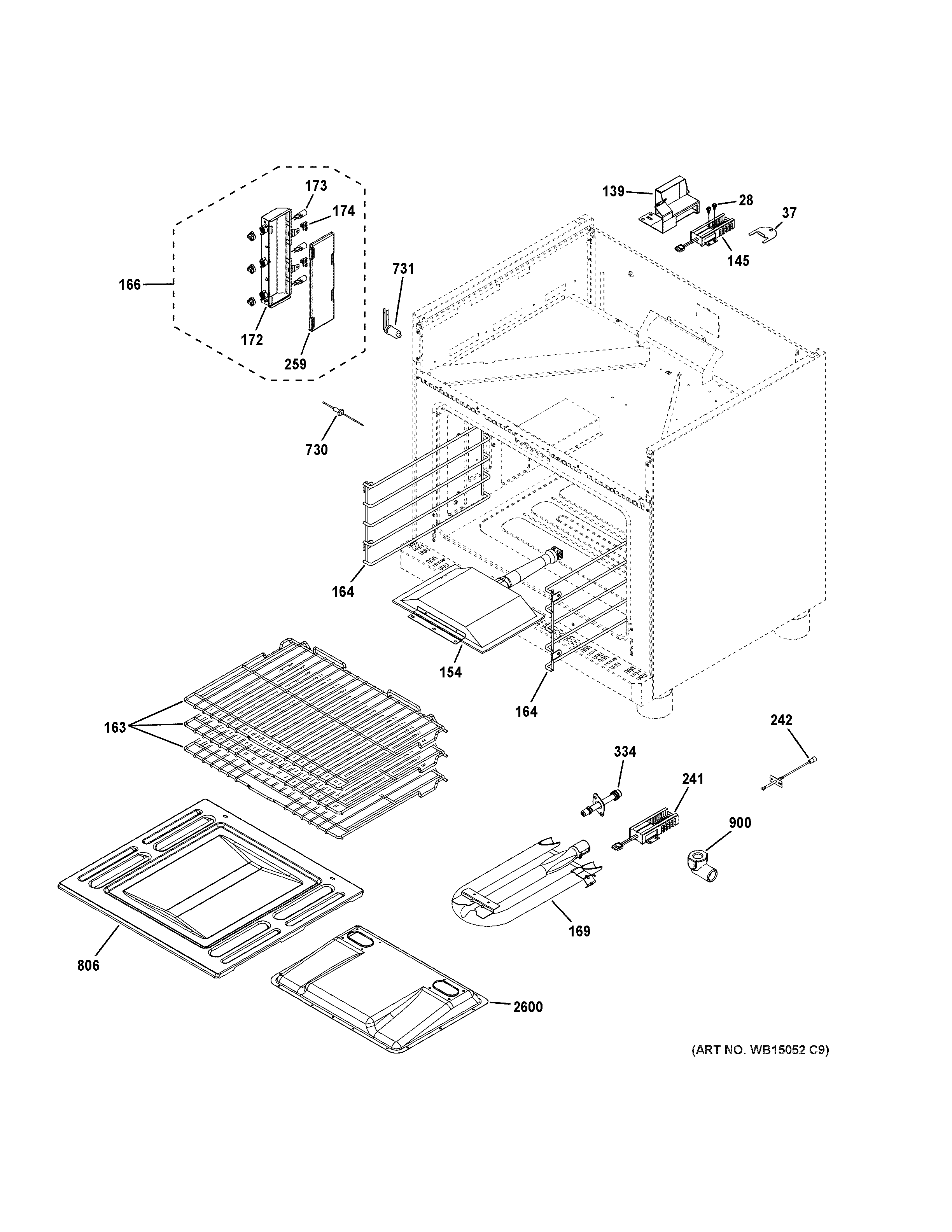 GE CGY366SEL1SS oven cavity parts diagram