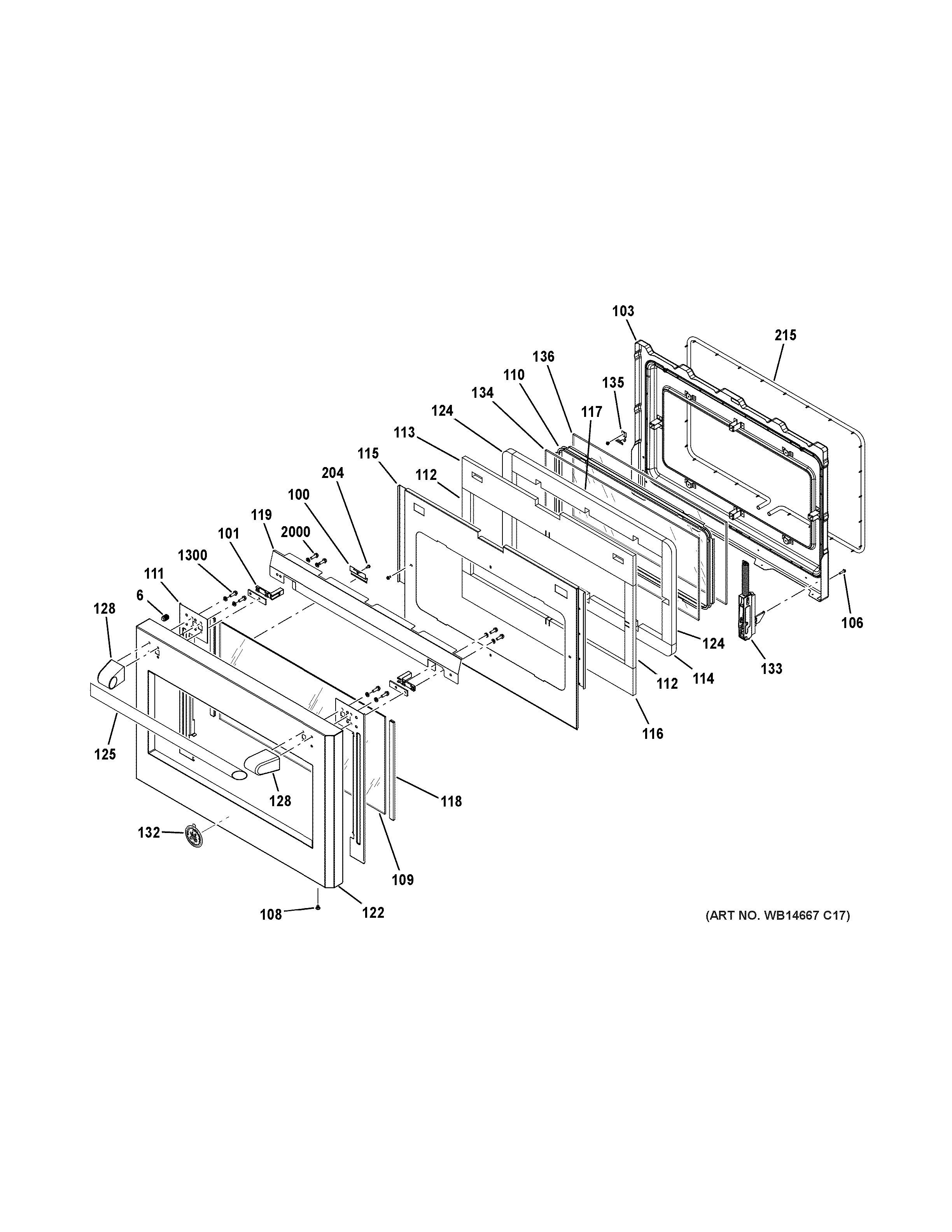 GE CGY366SEL1SS door diagram