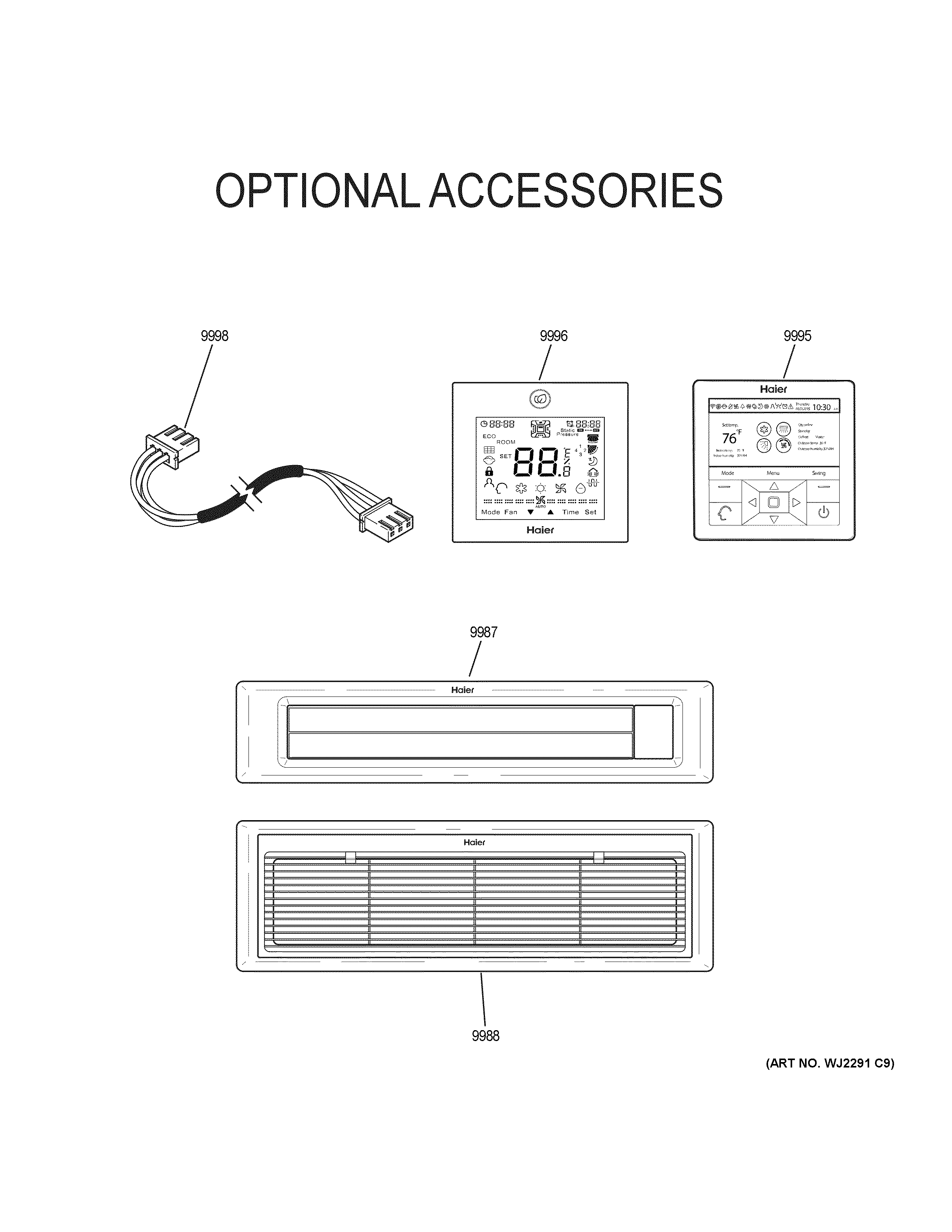 Haier AD18SL2VHB optional accessories diagram