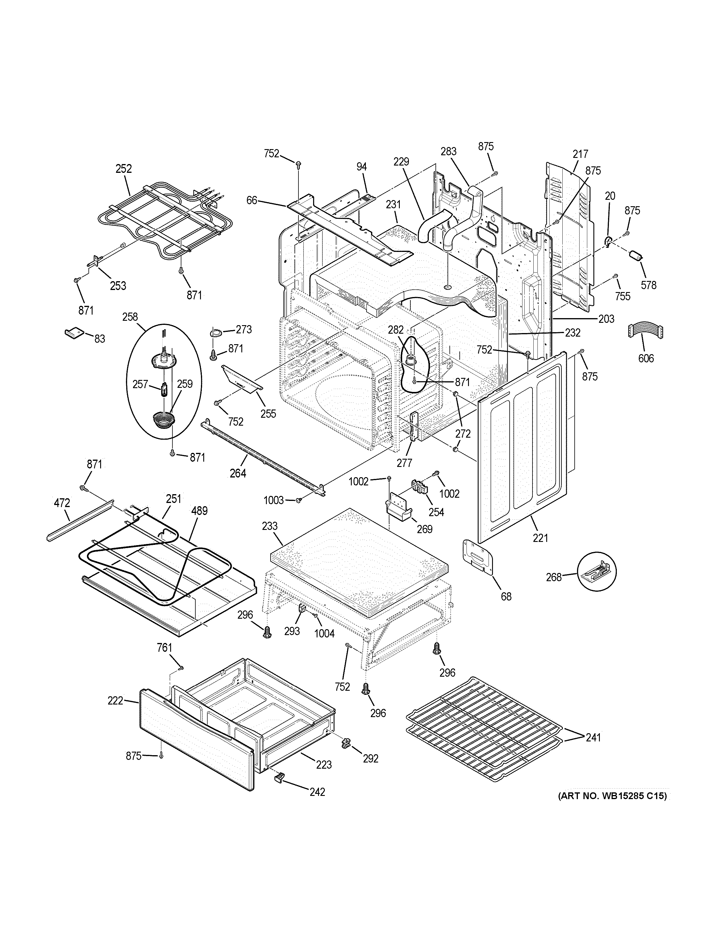GE PB911BJ6TS body parts diagram