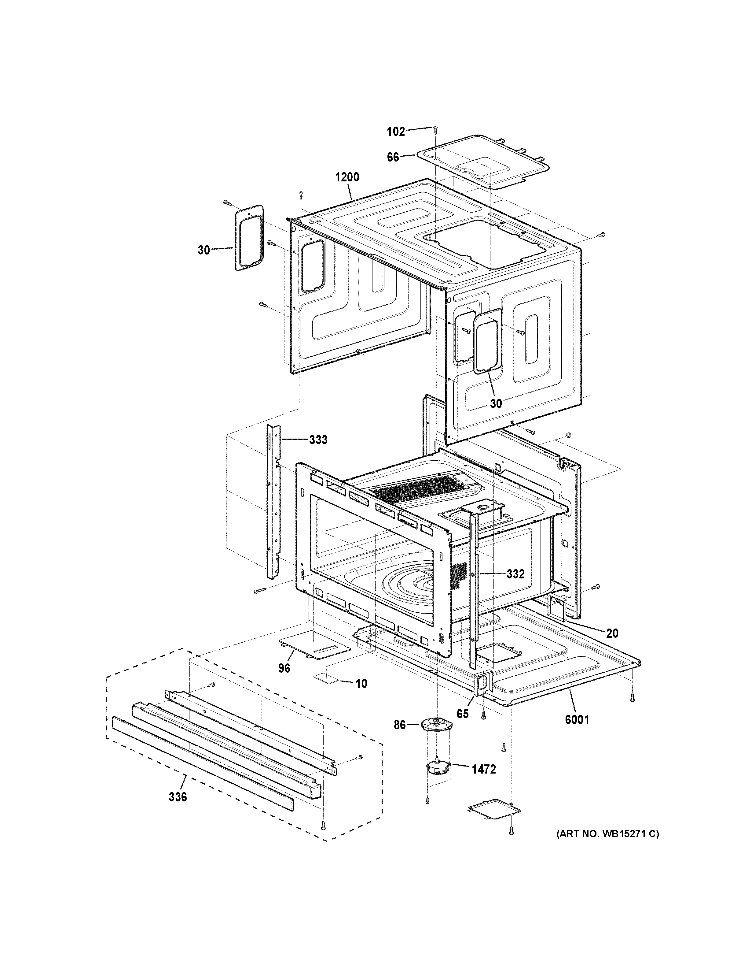 GE PSB9100EF3ES oven cavity parts diagram