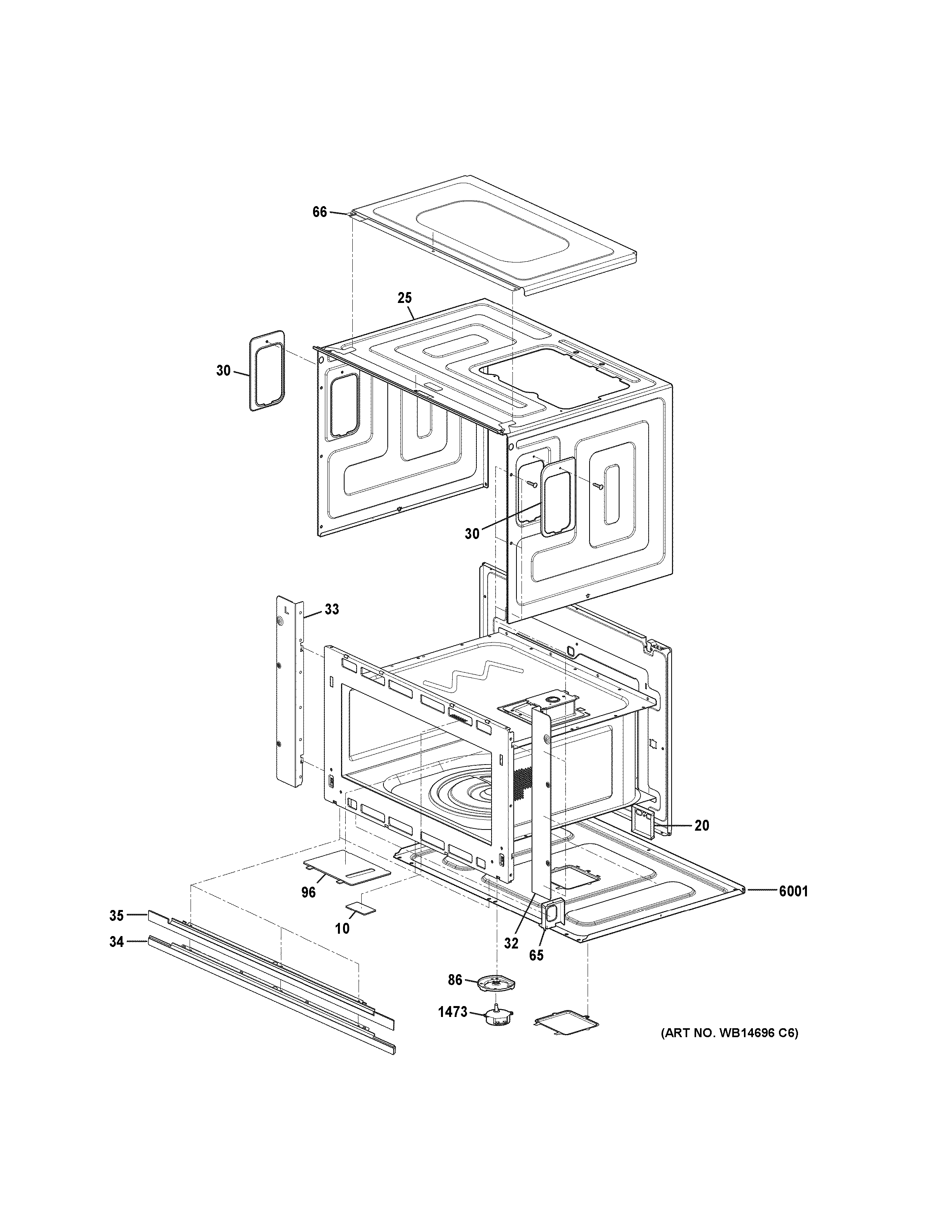 GE CWB7030SL3SS oven cavity parts diagram