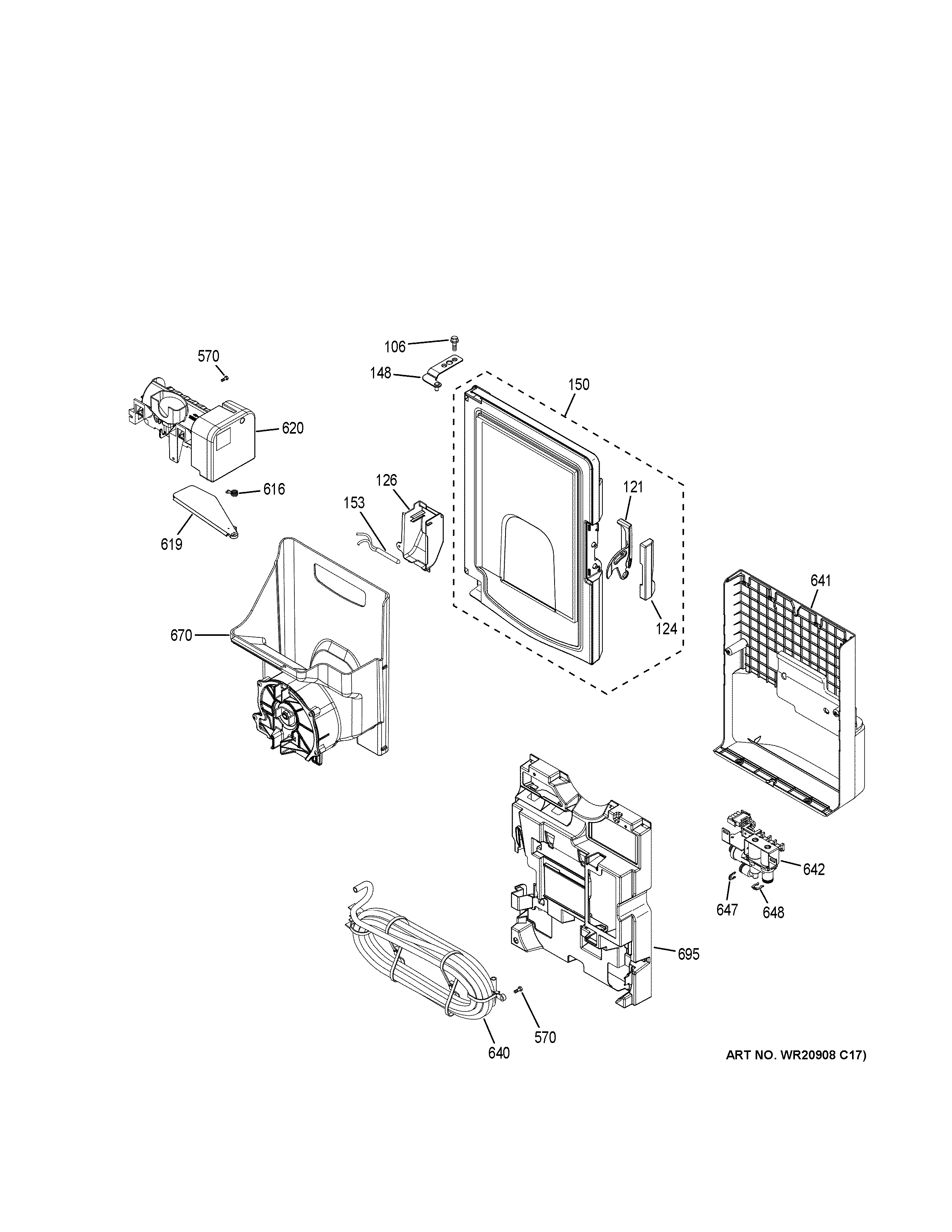 GE GYE22HSKJSS ice maker & dispenser diagram