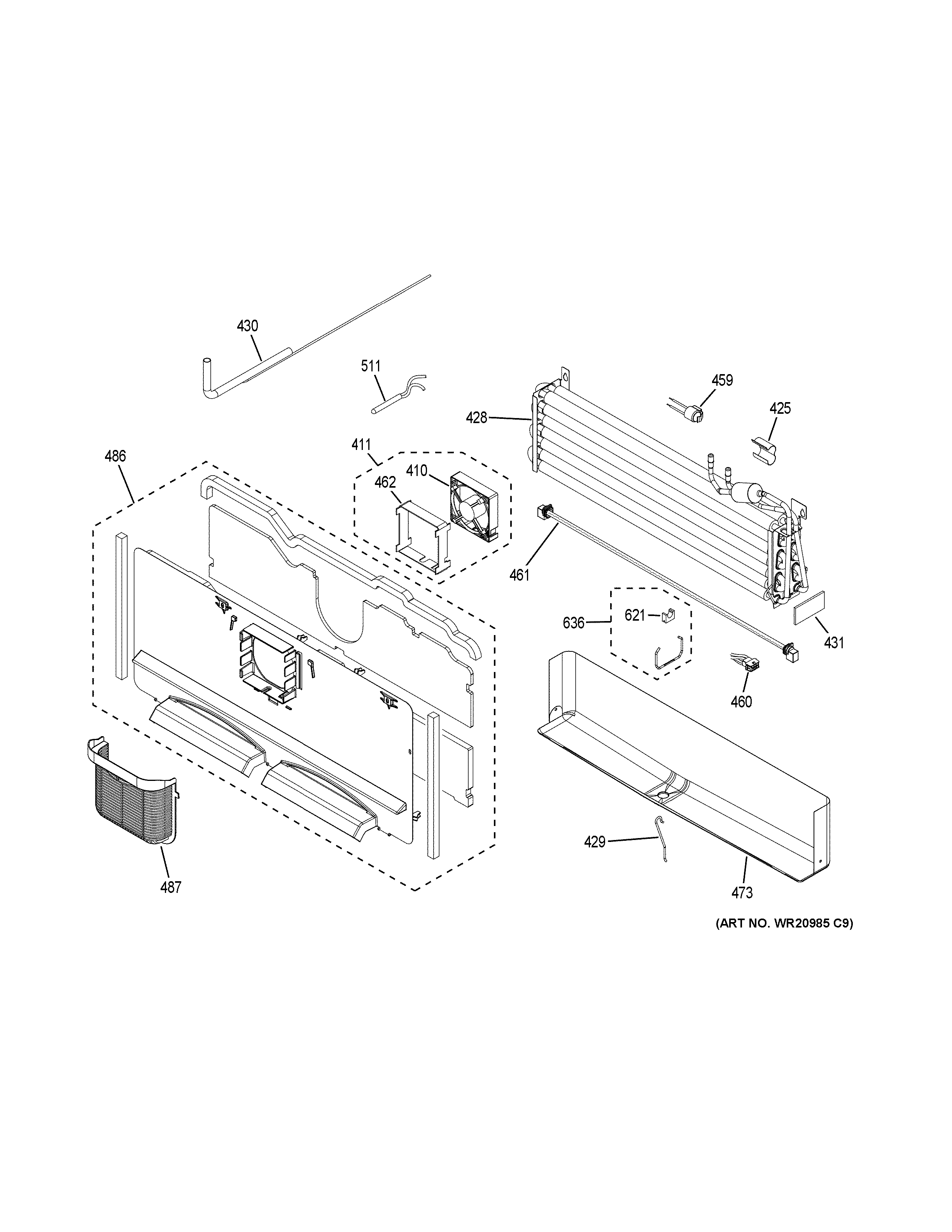 GE CFE28USHNSS freezer section diagram