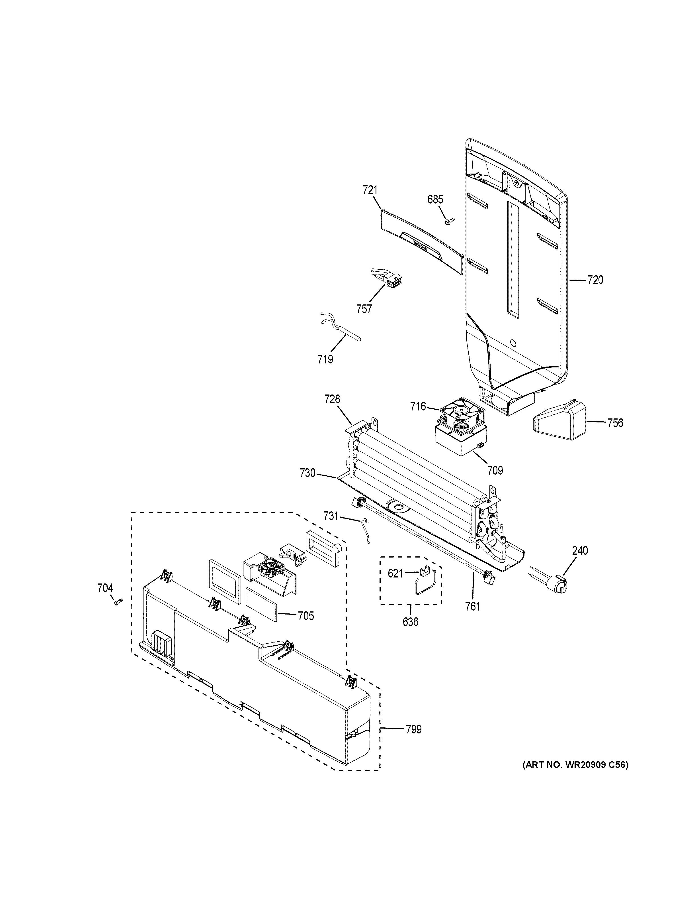 GE PYE22KSKESS fresh food section diagram