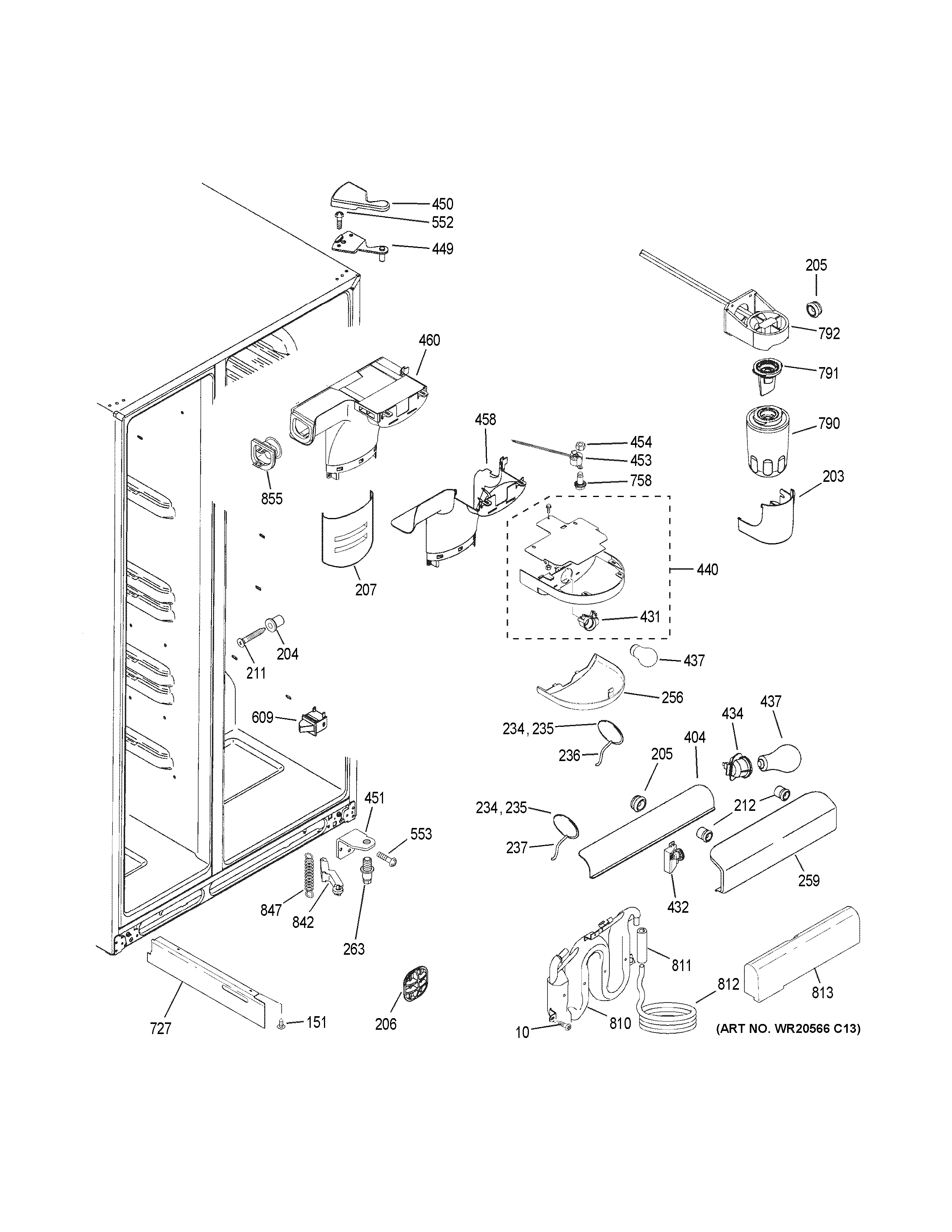 GE GSS25GSHGCSS fresh food section diagram