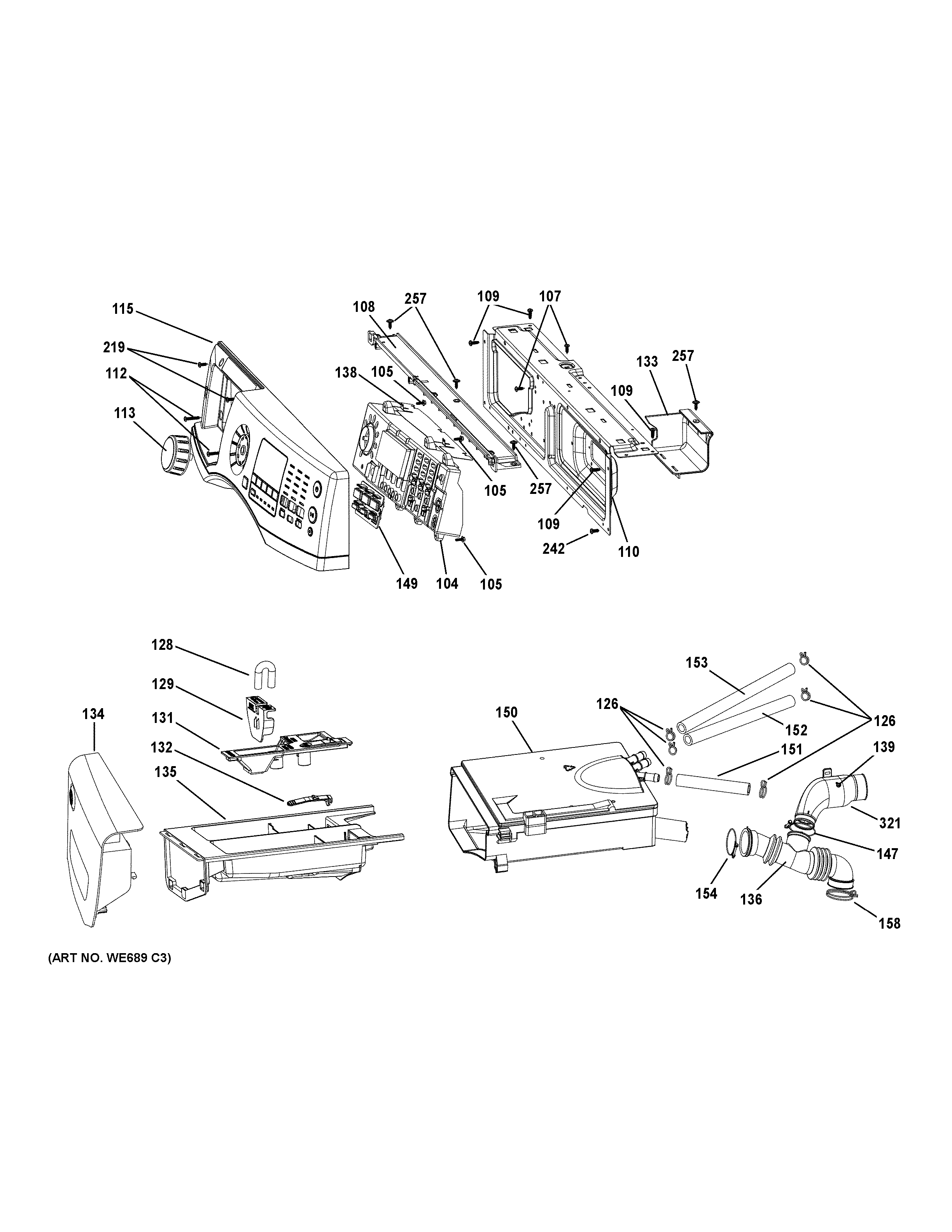 GE GFW430SSM0WW controls & dispenser diagram