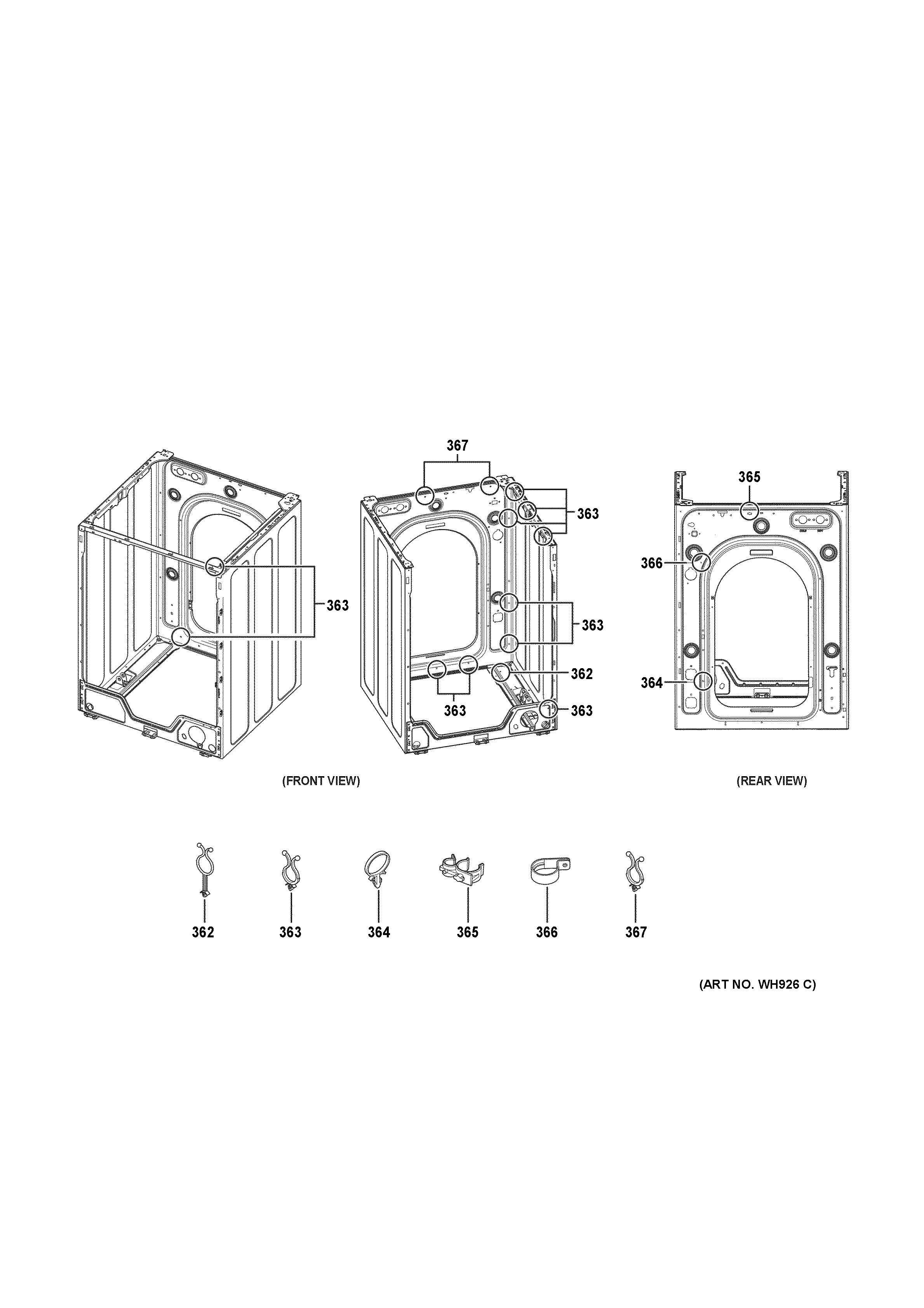 GE WCVH4800K1WW fasteners diagram