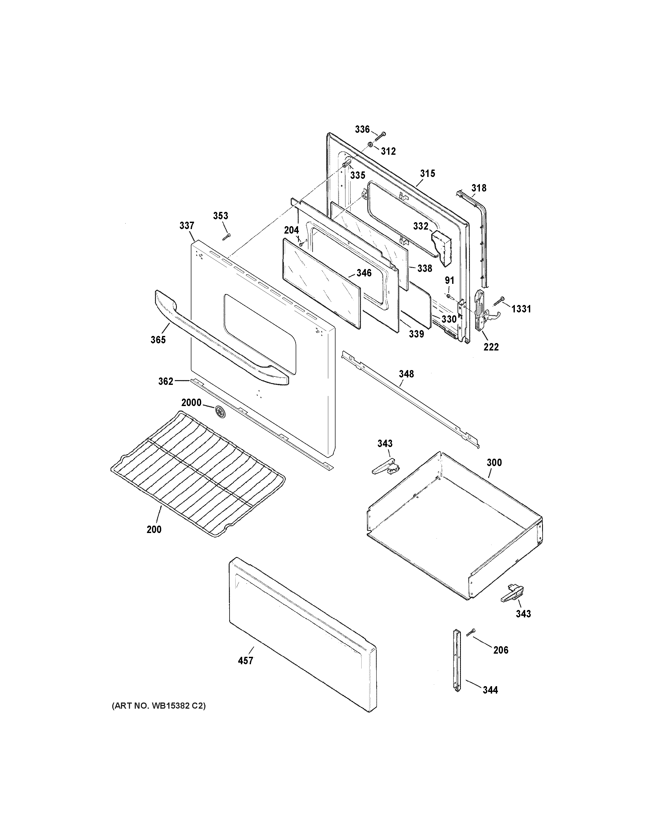 GE JBS10DF2WW door & drawer parts diagram