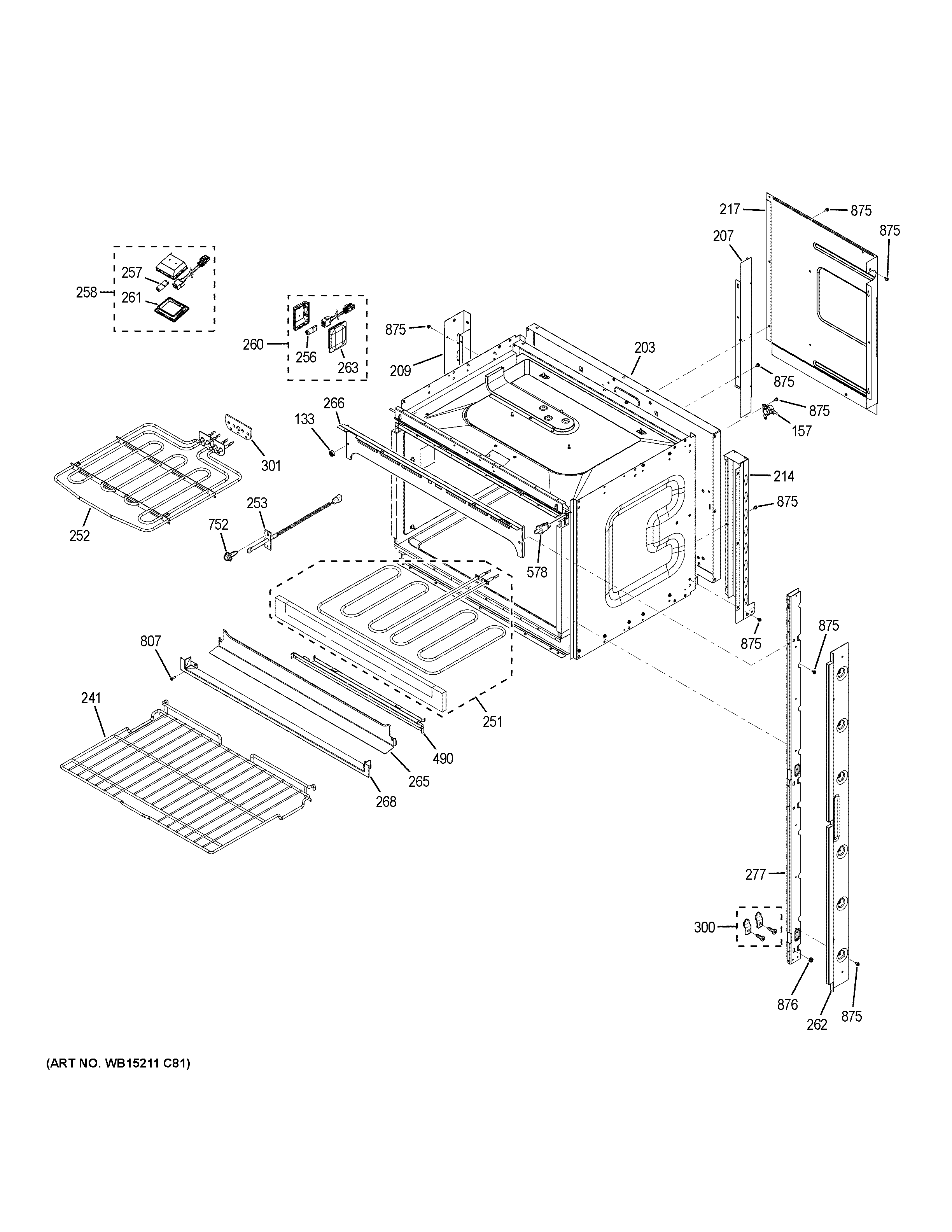 GE JK5500DF6BB upper oven diagram